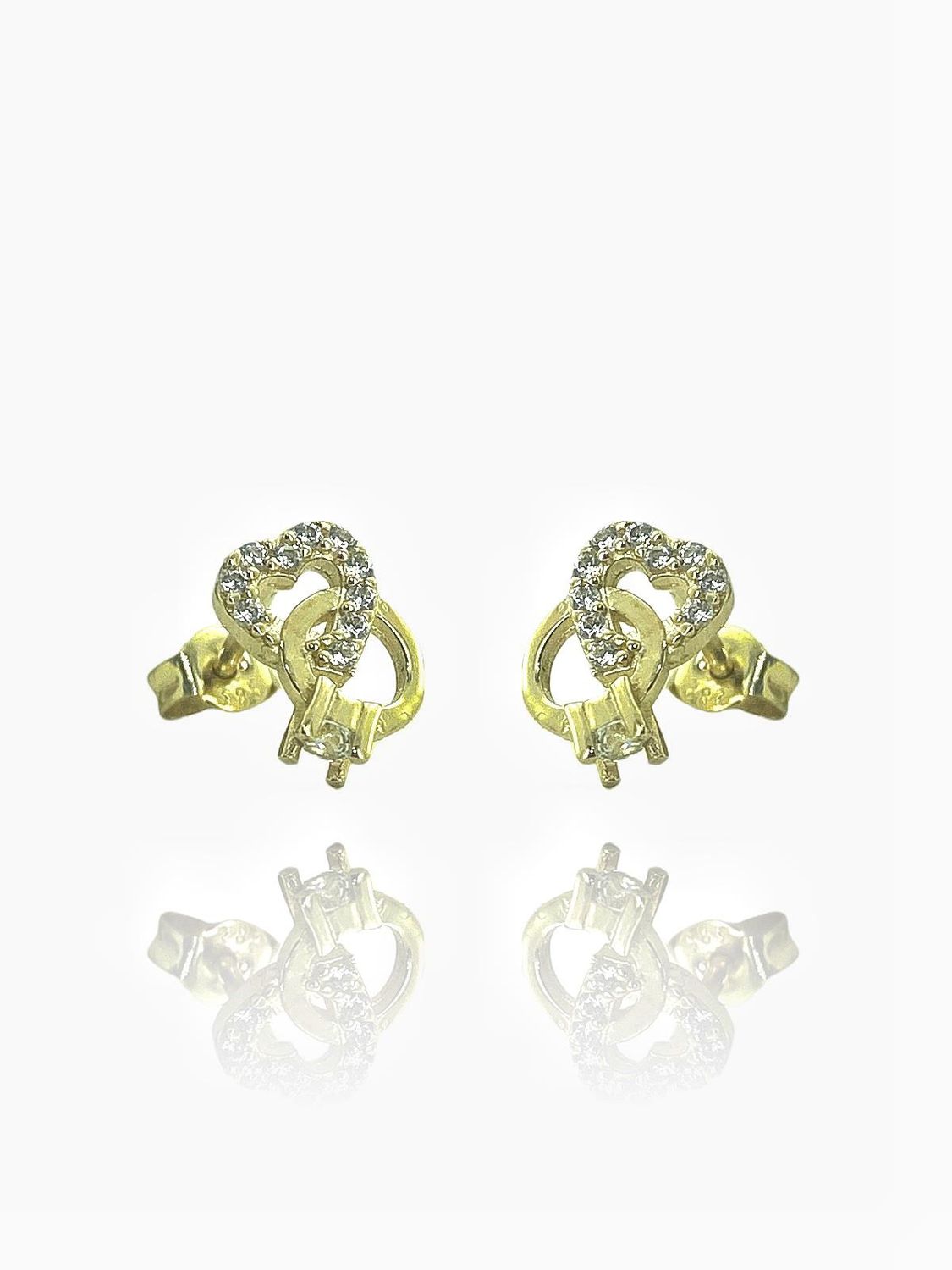 14K Gold Tiny Heart Solitaire Earrings