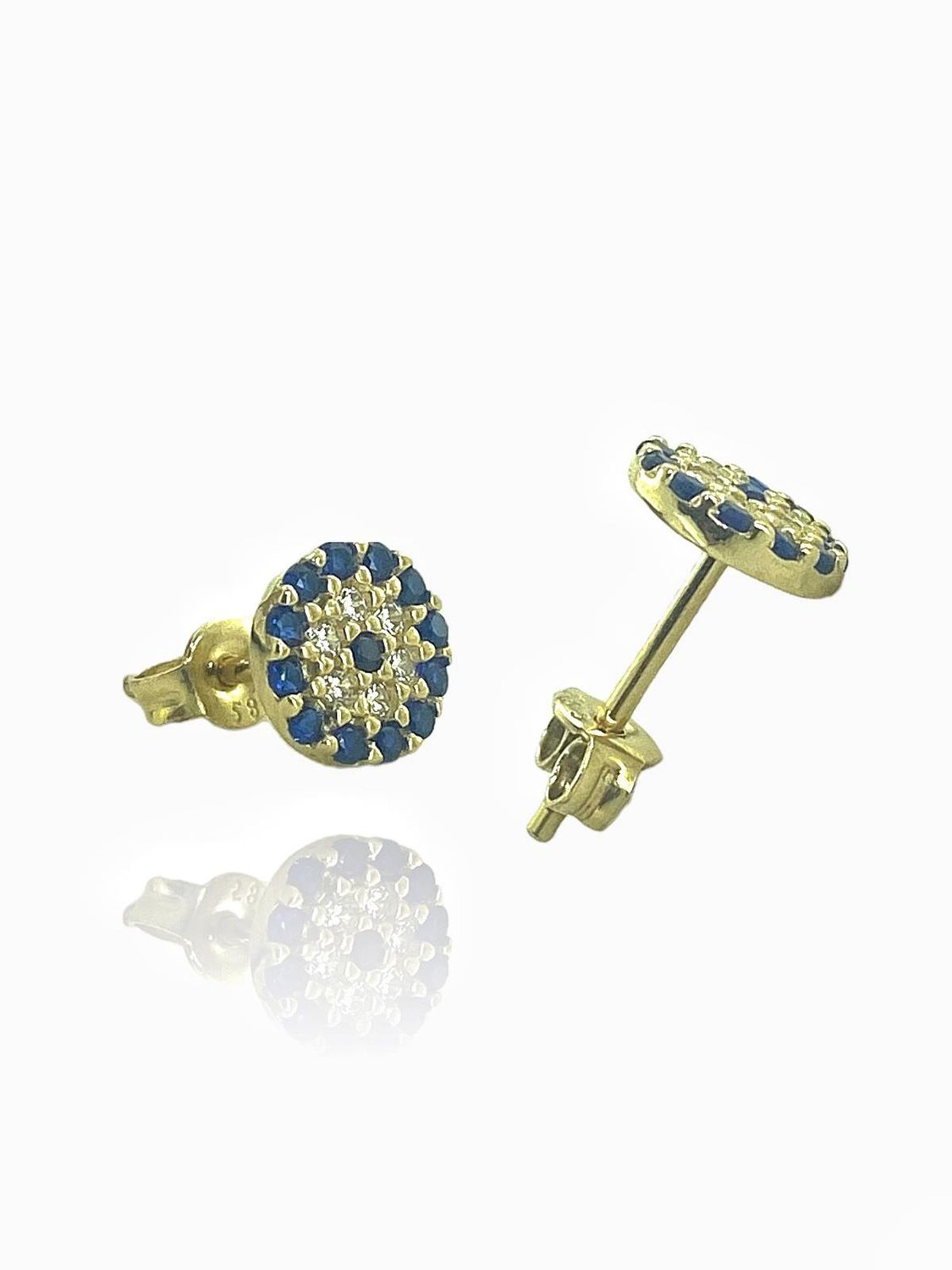 14K Gold Tiny Evil Eye Bead Earrings