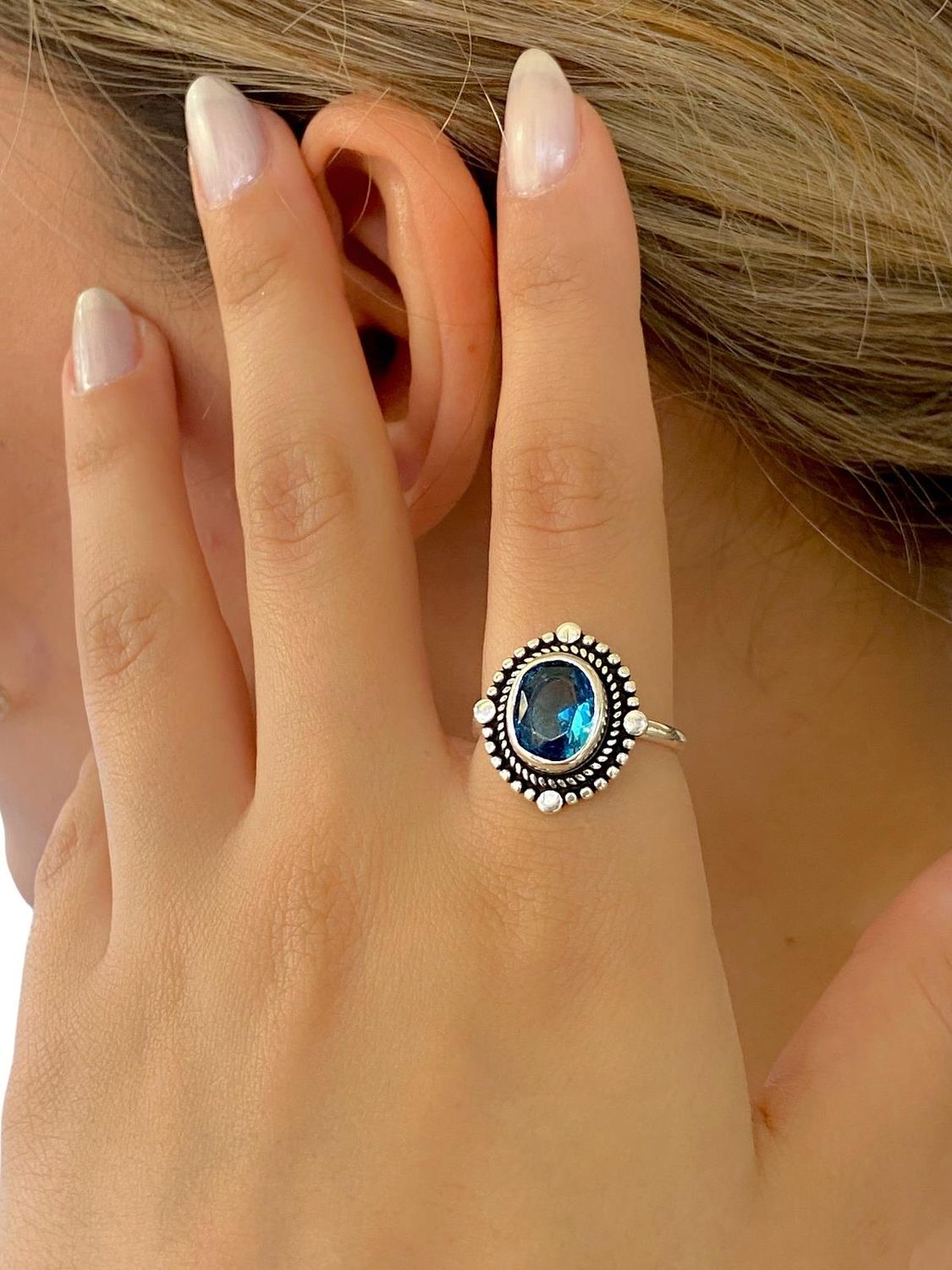 Aquamarine Stone Authentic Top Quality 925 Sterling Silver Ring