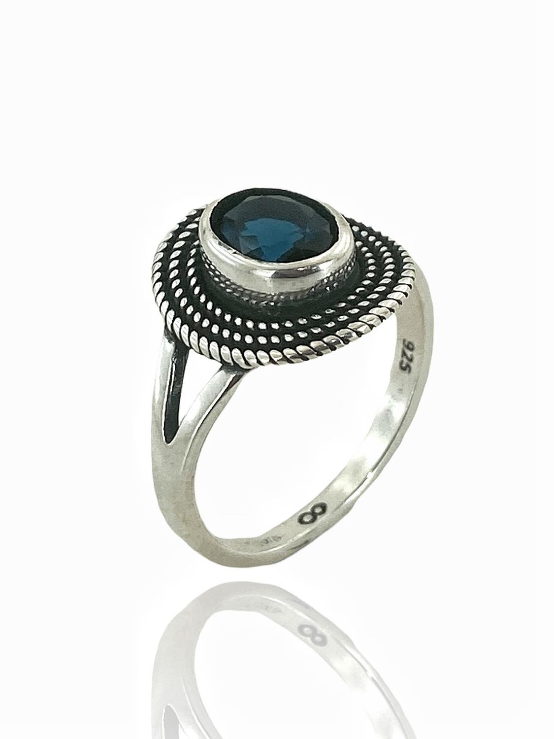 Жіночий повсякденний каблучка з 925 срібла з синім сапфіром, ручна робота, без застосування штампів, 3,90 г, елітне виконання