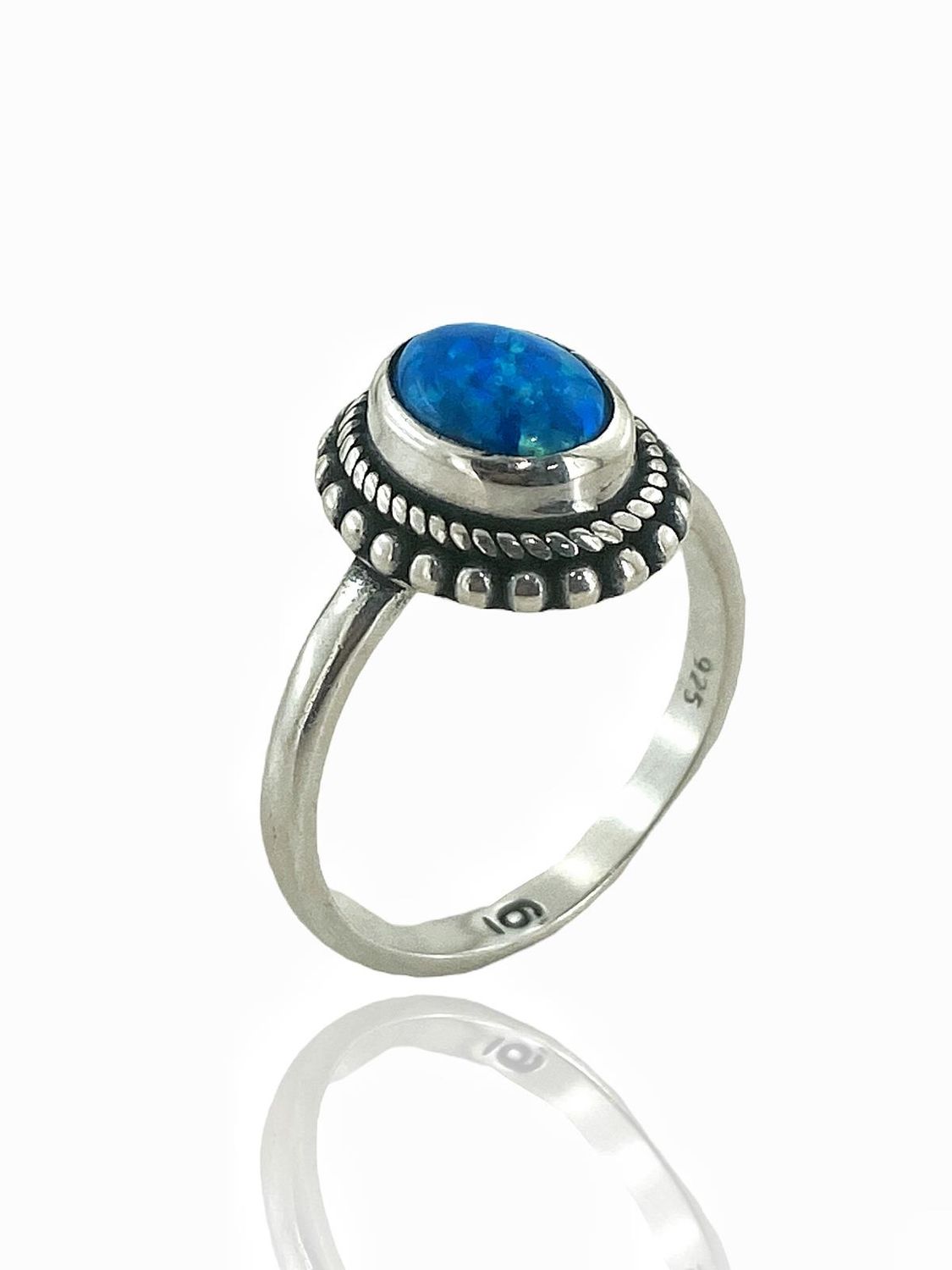 925 Sterling Silver Hand Made Authentic Natural Tiny Oval Opal Stone Ring