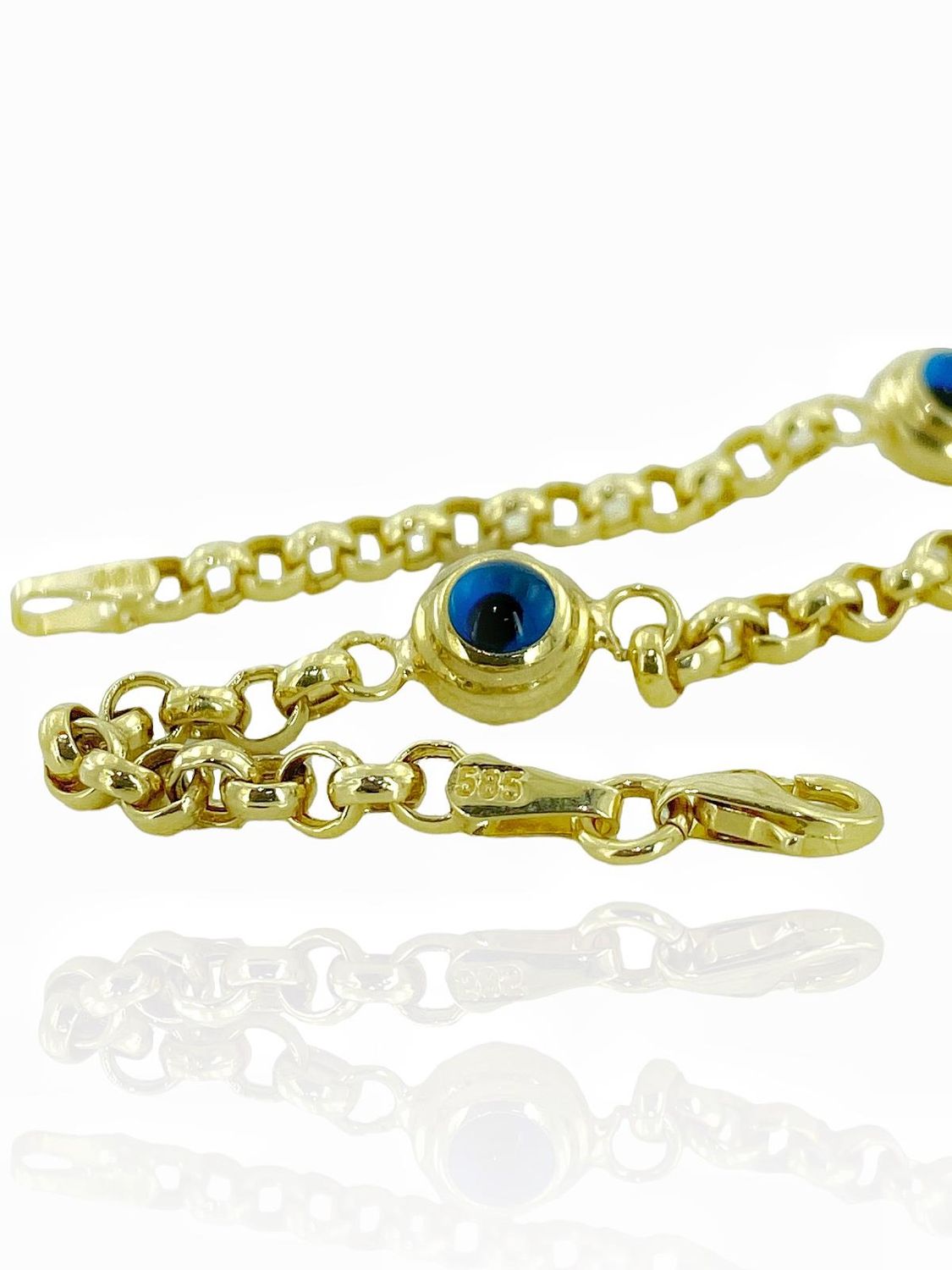 Браслет из 14-каратного золота с глазом-талисманом, модель для повседневного ношения, 19 см, желтое золото, сертификат, местное производство