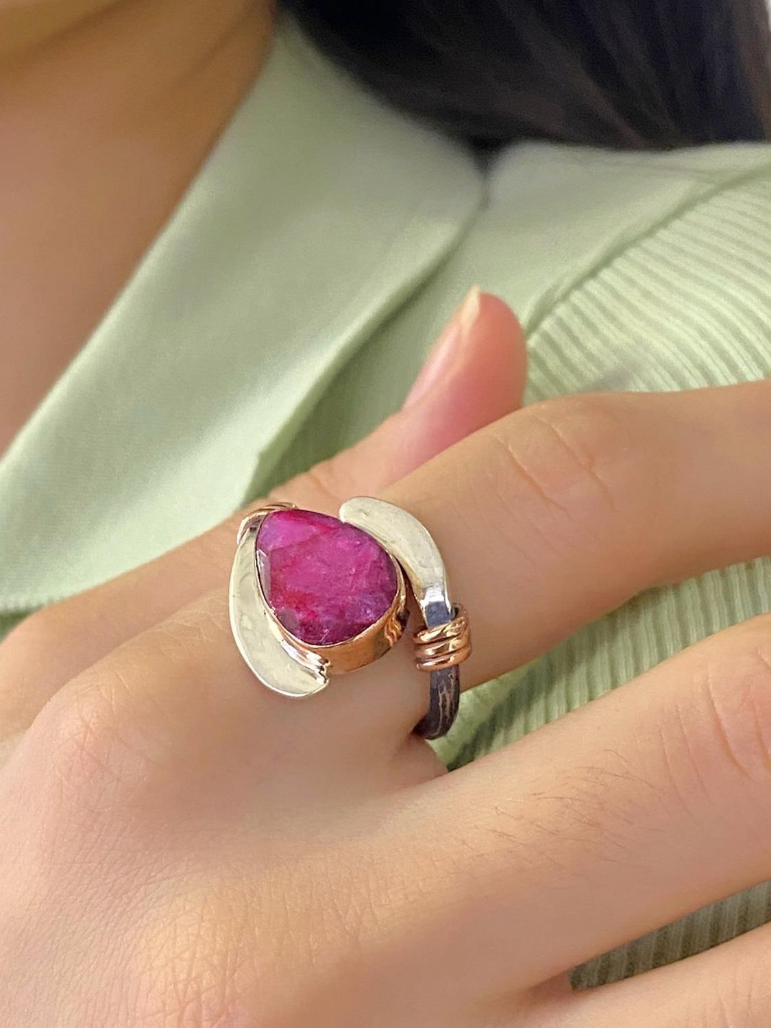 925 Sterling Silver Natural Ruby Stone Authentic Hand Made Ring