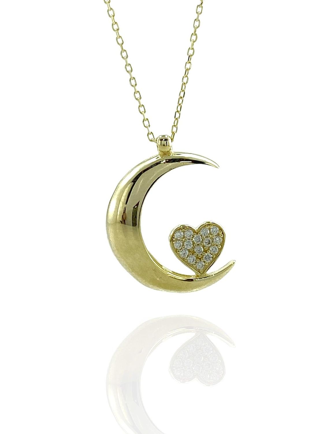 عقد من الذهب عيار 8 قيراط بتصميم قلب هلال 2.10 غرام