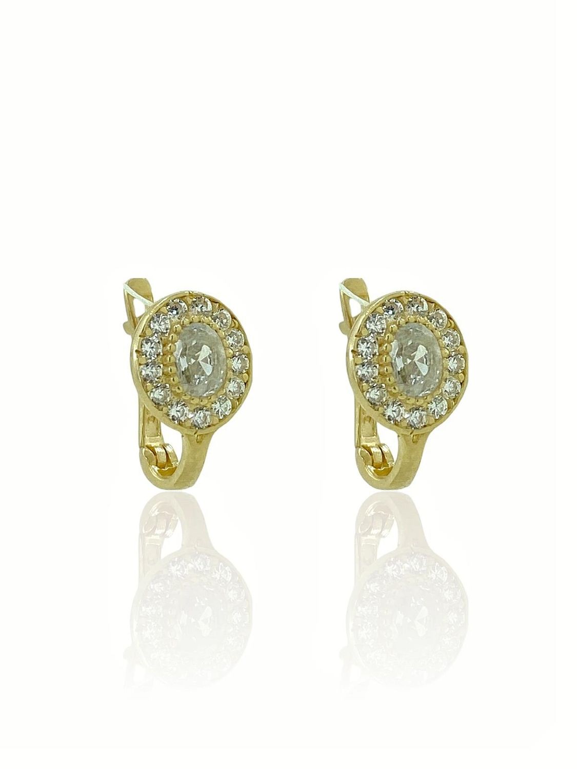 Серебряные детские серьги из 8-каратного золота с цирконами, 1,15 г, размер 6 мм, желтое золото, сертификация, местное производство