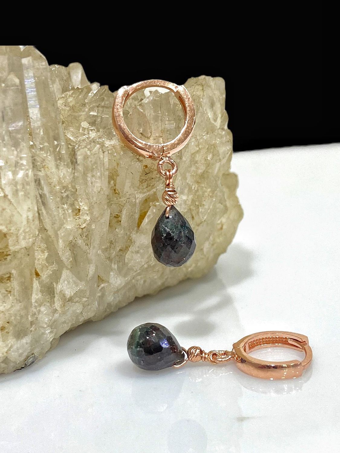 Natural Drop Emerald Stone 925 Sterling Silver Earrings