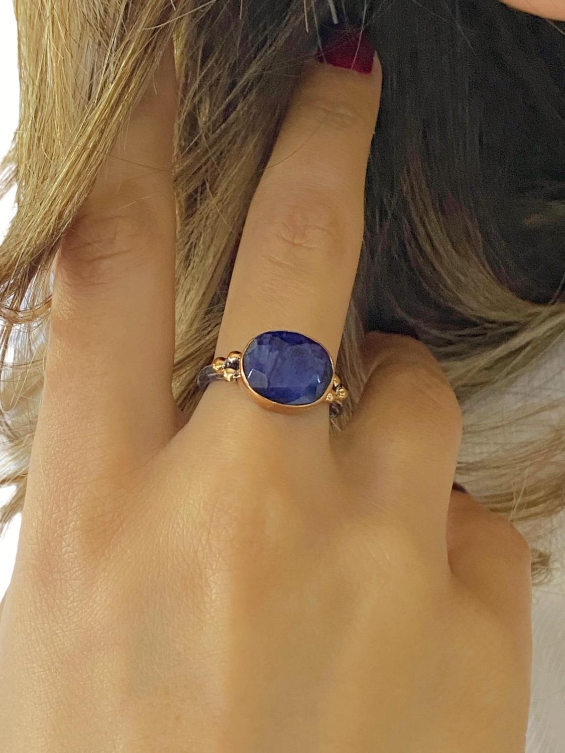 Hand Made Natural Sapphire Oval Stone Authentic 925 Sterling Silver Ring