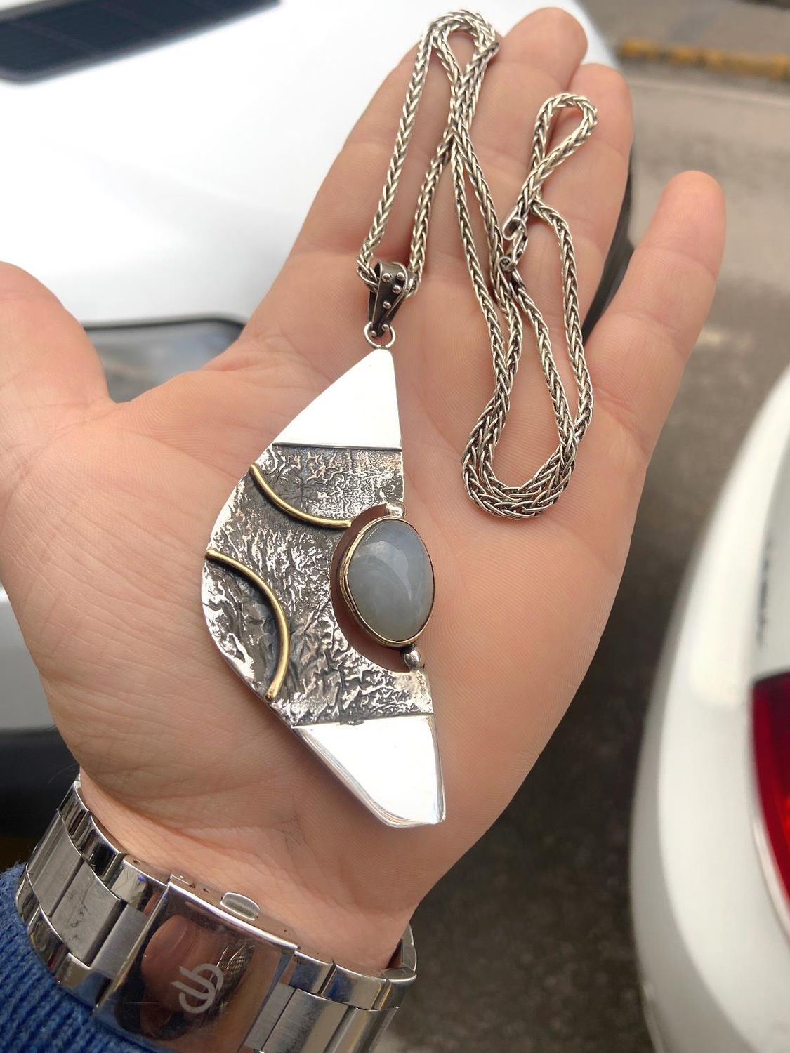 Natural Moonstone Handmade Collectible 925 Sterling Silver Authentic Necklace