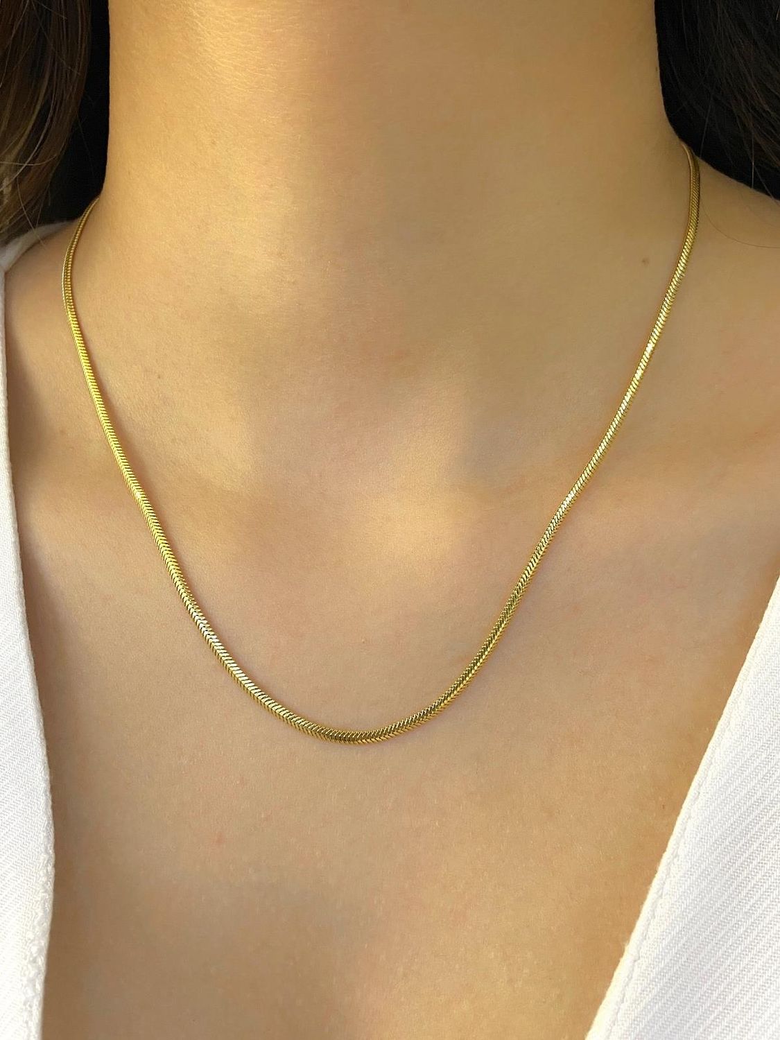 14K Italy Quality Herringbone Crush Chain Gold Necklace 4,80 gr