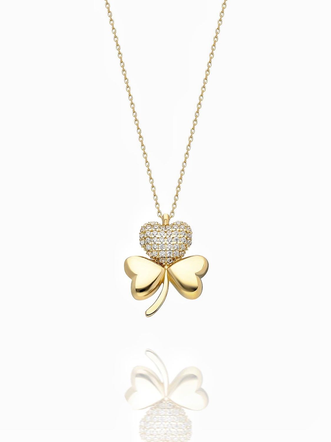 14K Three Leaf Clover Special Model Gold Necklace