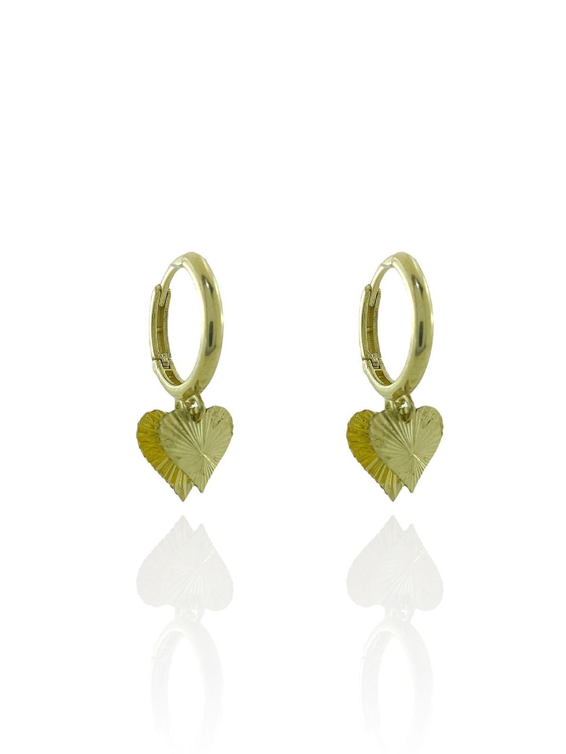 Two Heart Dangle 8K Gold Earrings