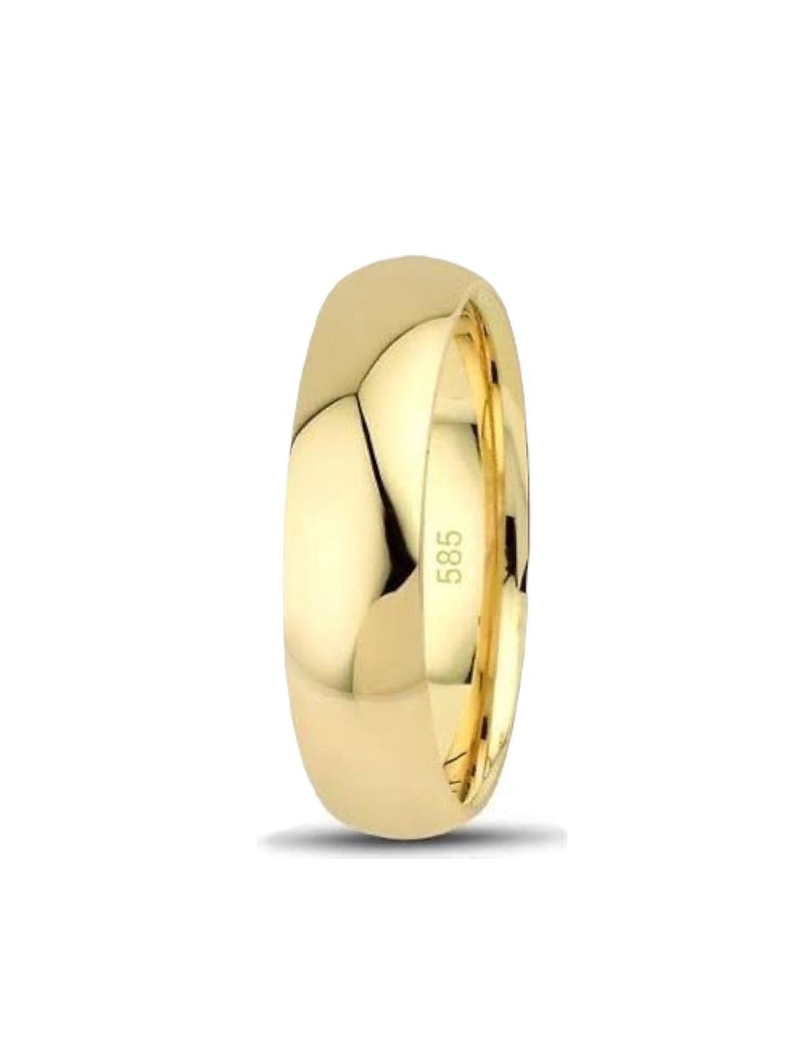Flat Camber 5 mm 14k Gold Wedding Band Ring For Women Men Unisex