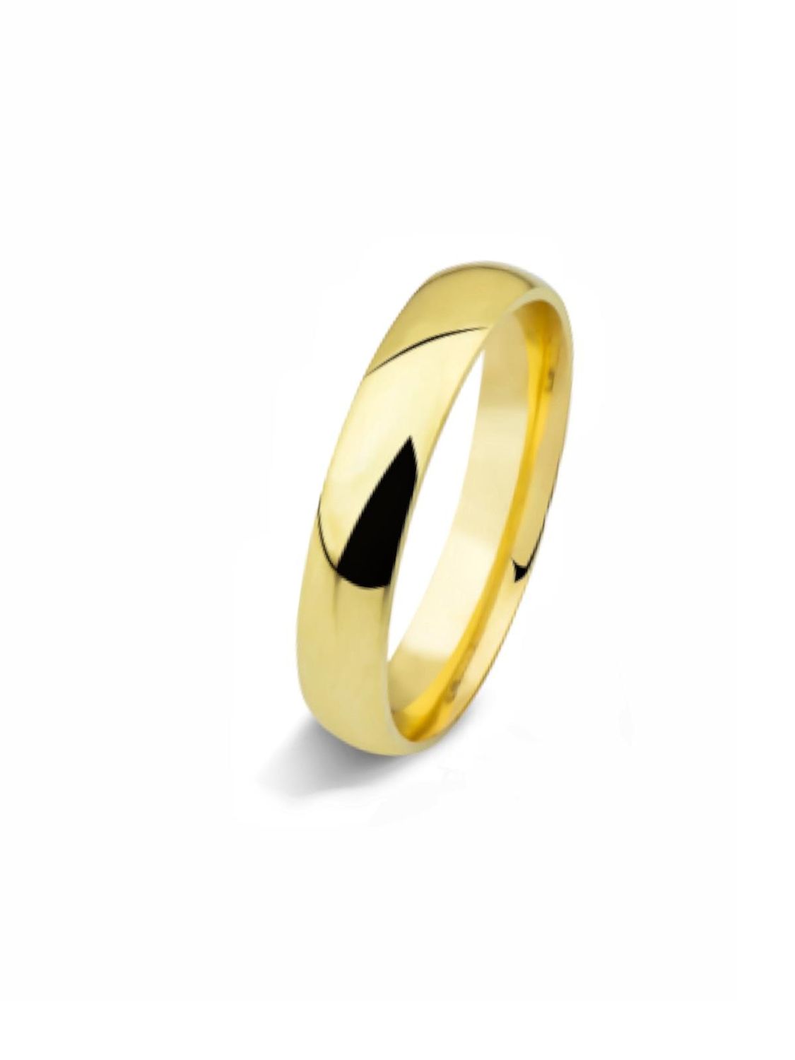 خاتم الزواج من الذهب عيار 14 قيراط مسطح 4 مم للنساء والرجال للجنسين