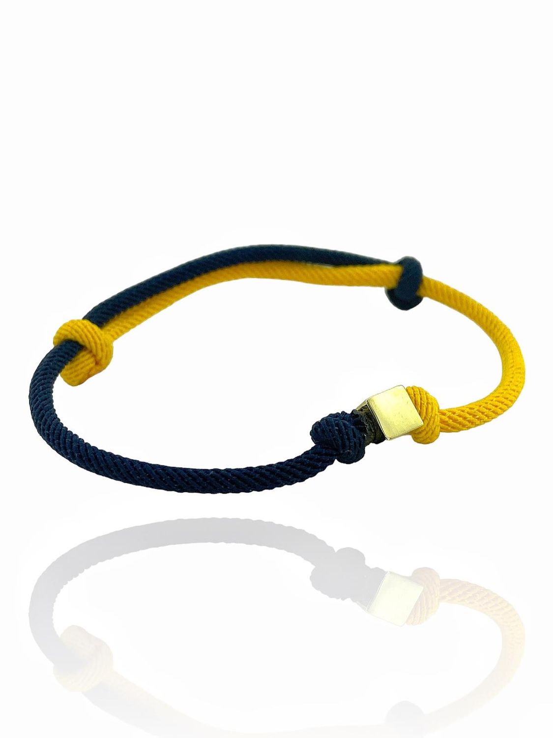 Унисекс трендовый браслет из желтого и синего шнура 14 каратных золотых украшений 0,50 г, ширина 6 мм, подходит для всех запястьев, сертифицированный