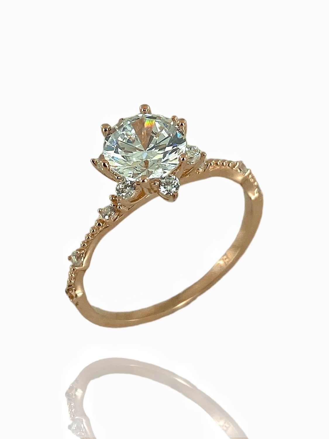 Lotus Swarovski Stone Top Quality Rose Gold Ring 14K