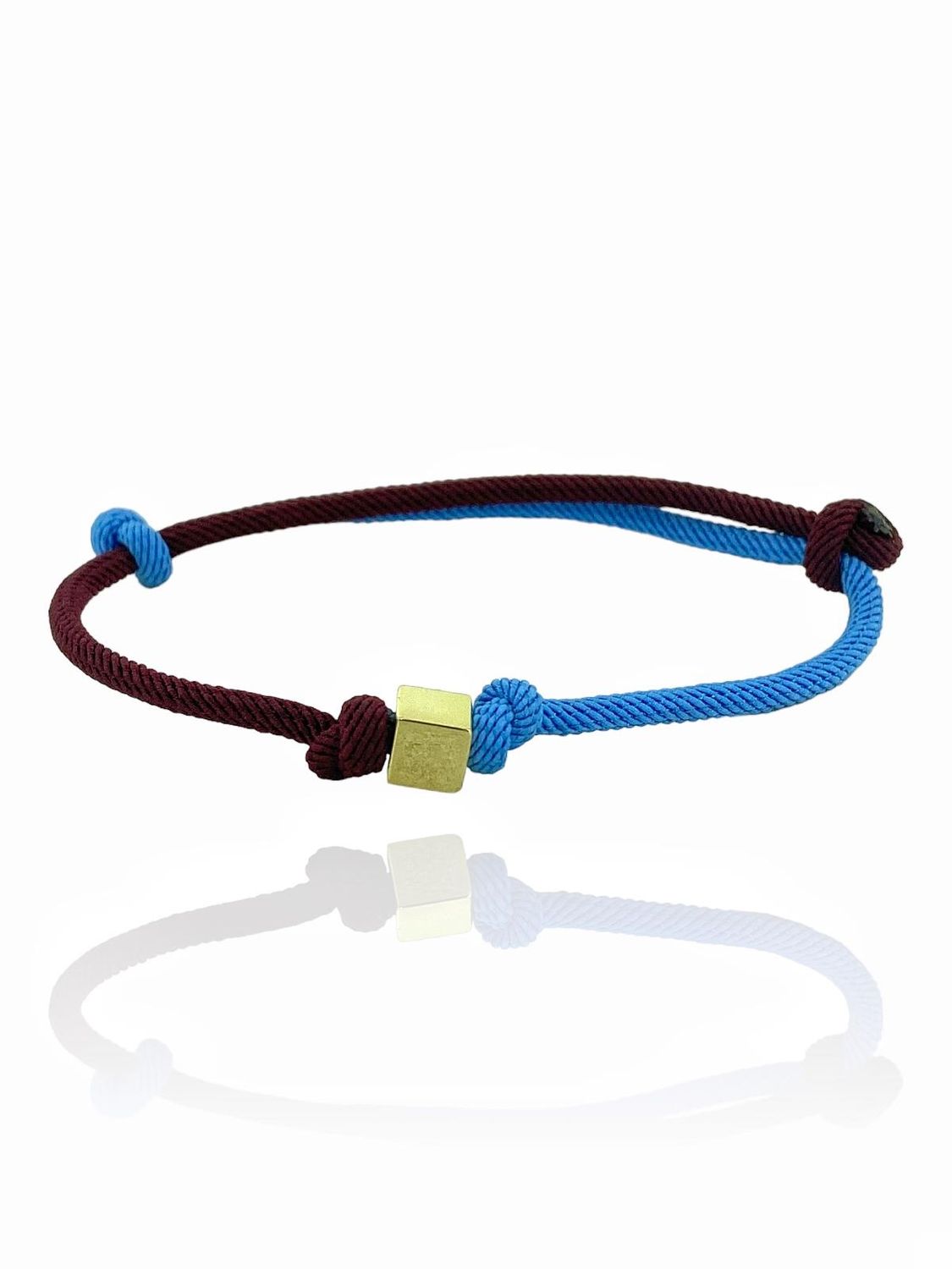 Універсальний трендовий бордовий та синій шнурковий браслет з 14-каратного золота, сертифікат, ручне виробництво, підходить для всіх зап’ясть