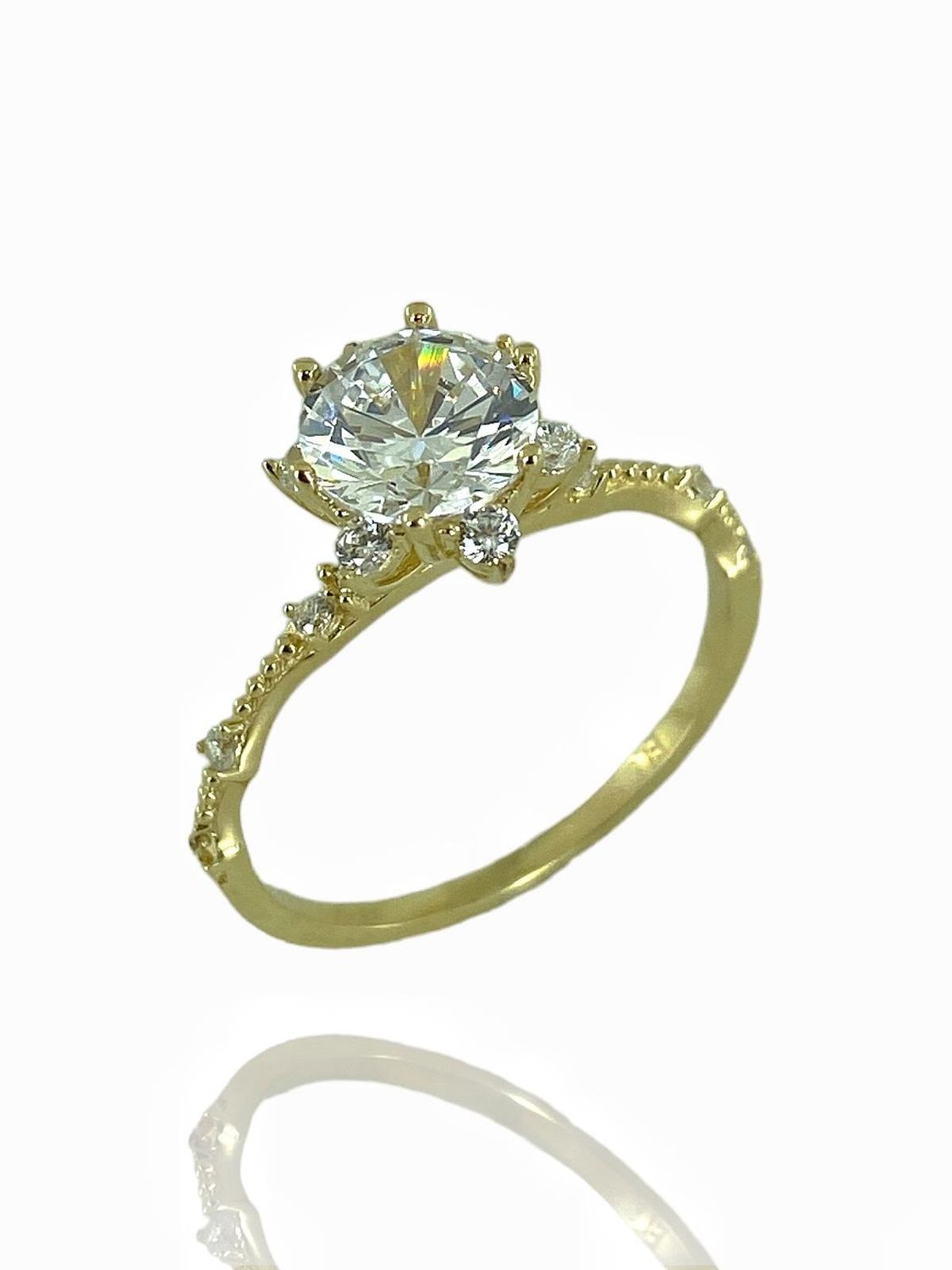 Lotus Swarovski Stone Top Quality Gold Ring 14K