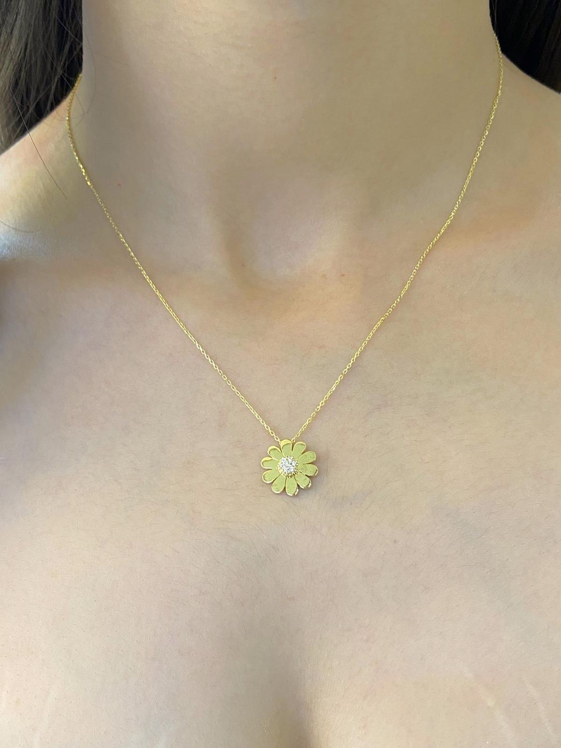 Minik Şık Zarif Papatya Altın Kolye 8 Ayar 