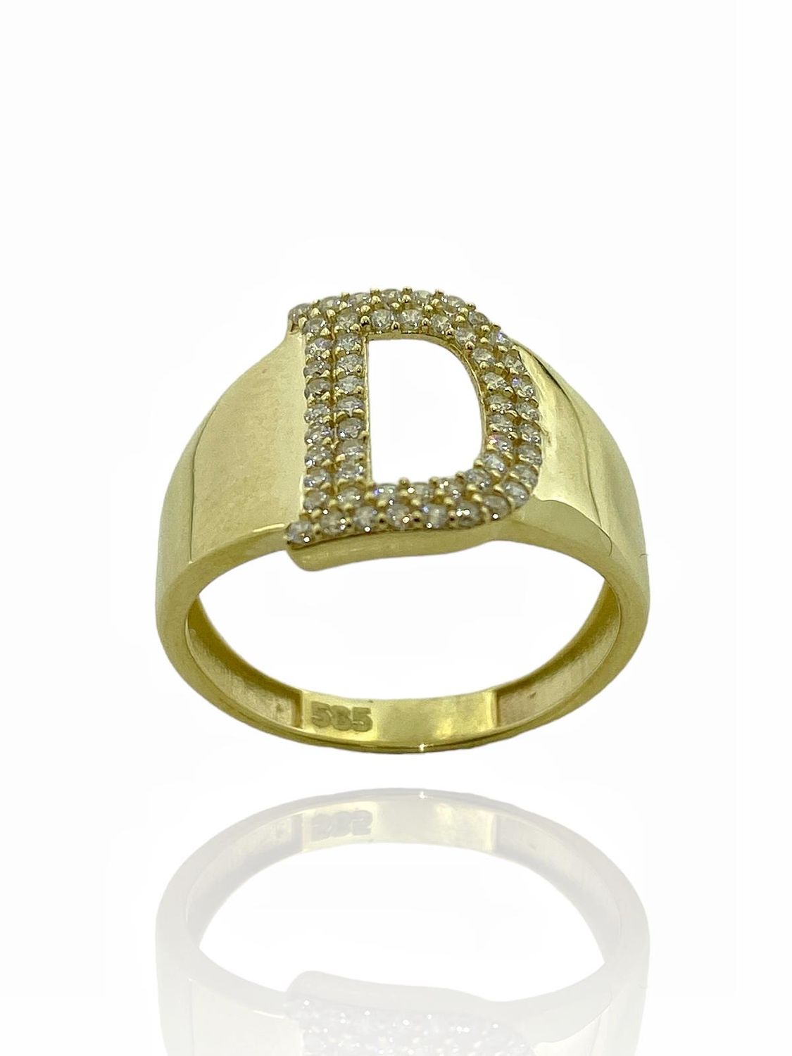 14K Gold D Letter Top Quality Trend Letter Ring