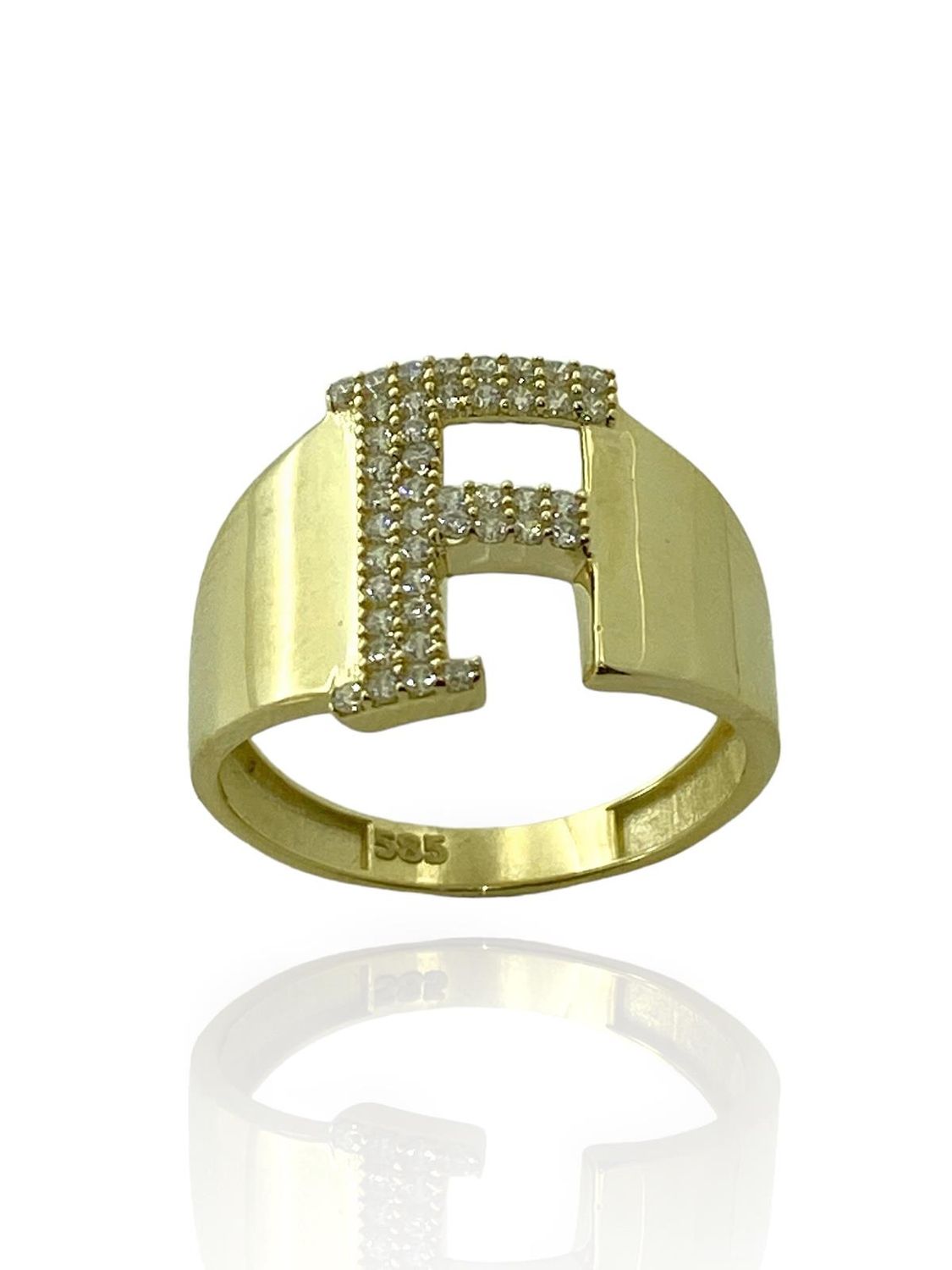 14K Gold F Letter Top Quality Trend Letter Ring