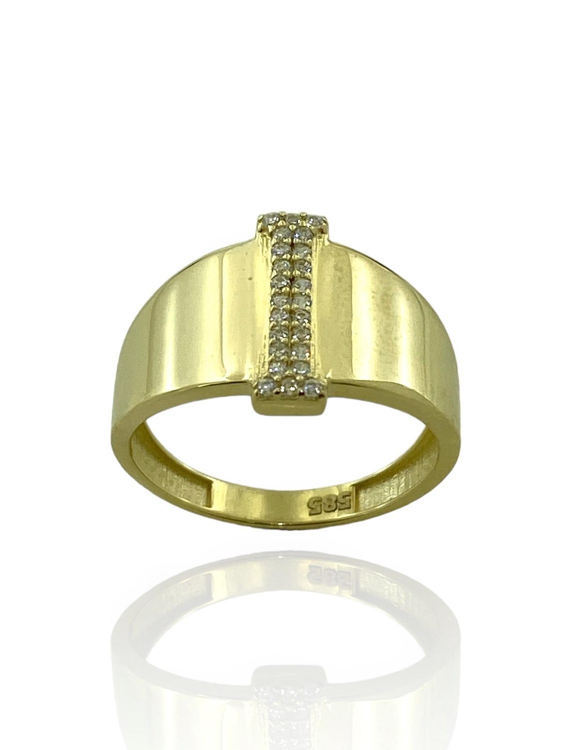 Кільце з 14-каратного золота з літерою "I", висока якість, модний дизайн, можливі розміри 10-24, камінь: циркон, колір: жовте золото