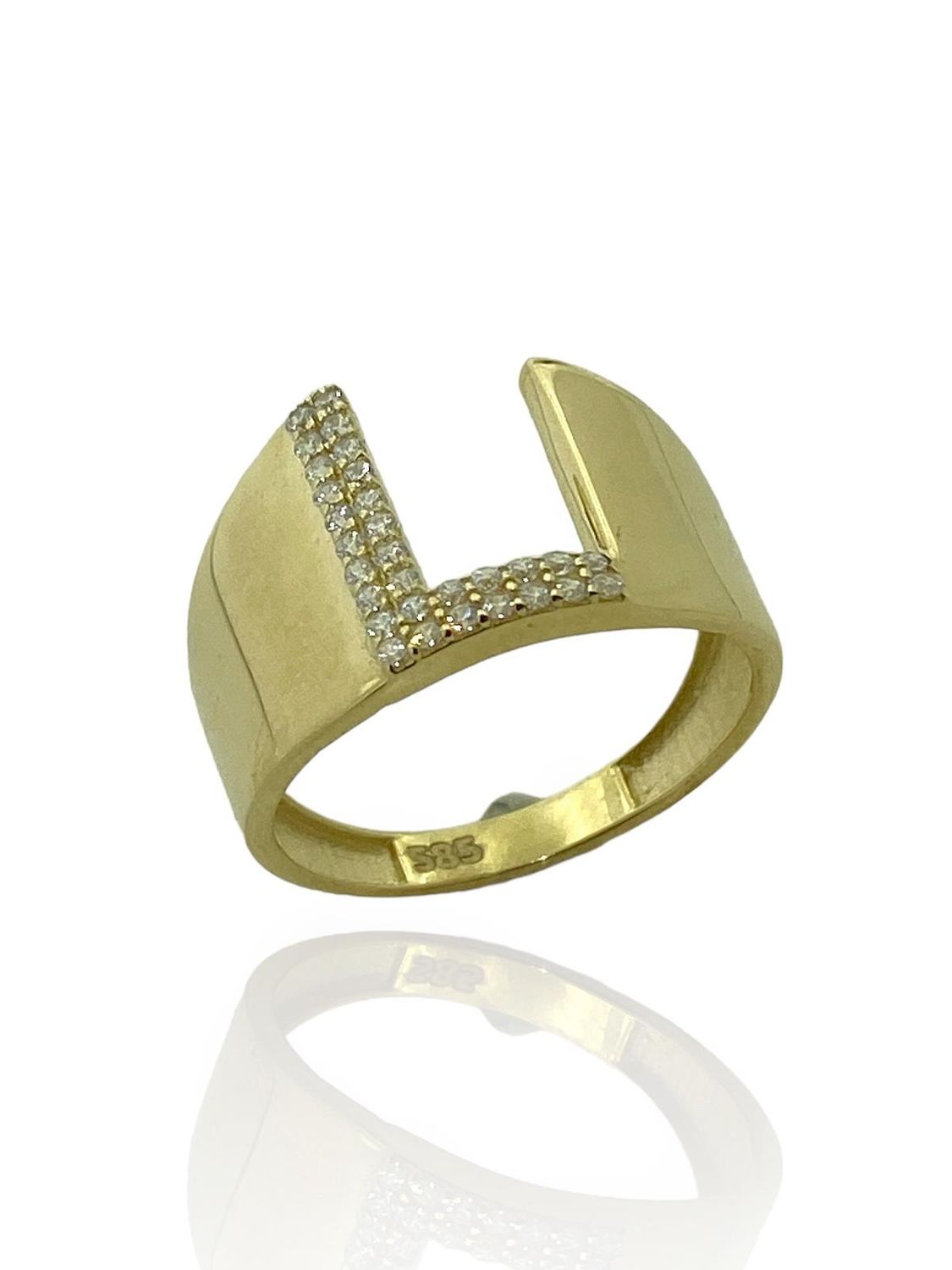 14K الذهب إلكتروني L أعلى جودة خاتم الرسالة الاتجاه