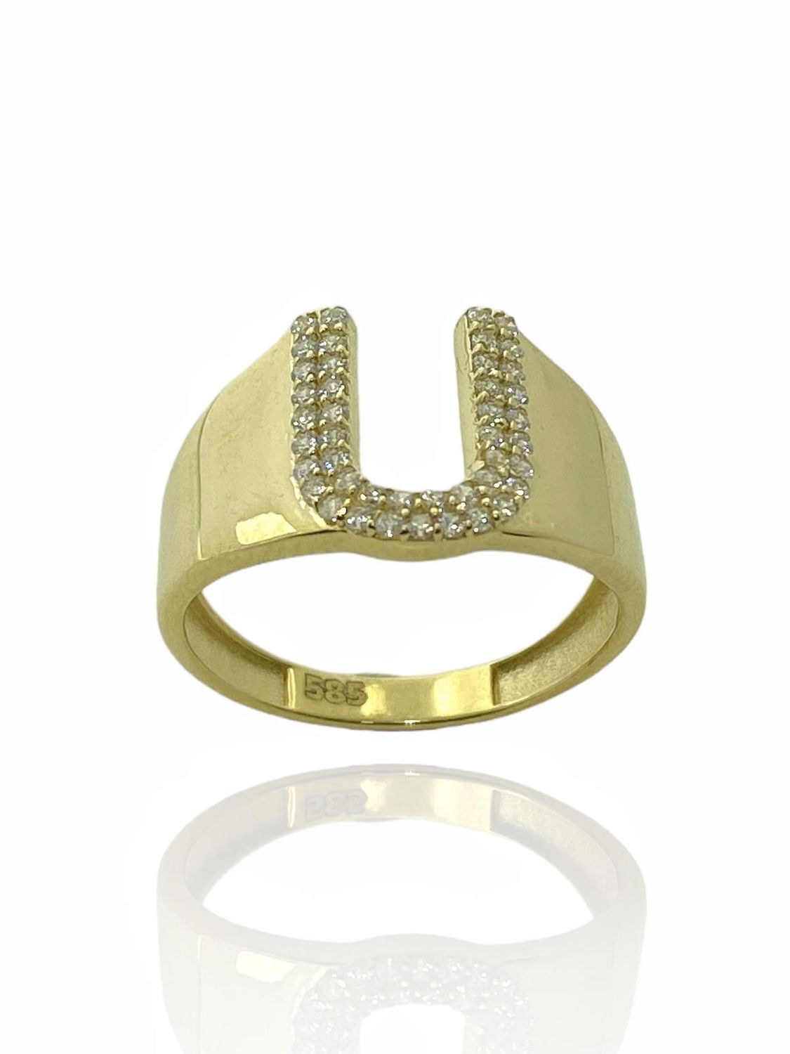14K Gold U Letter Top Quality Trend Letter Ring