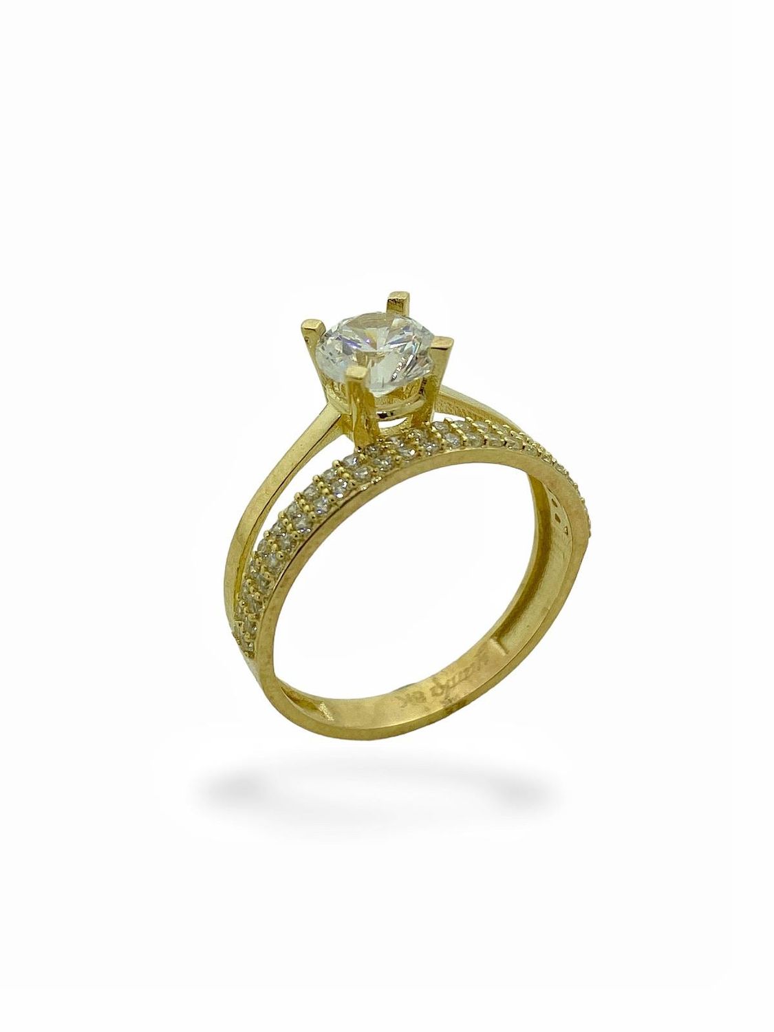 سوليتير خاتم الزواج حجر مزدوج صف مزدوج خاتم الذهب التوأم