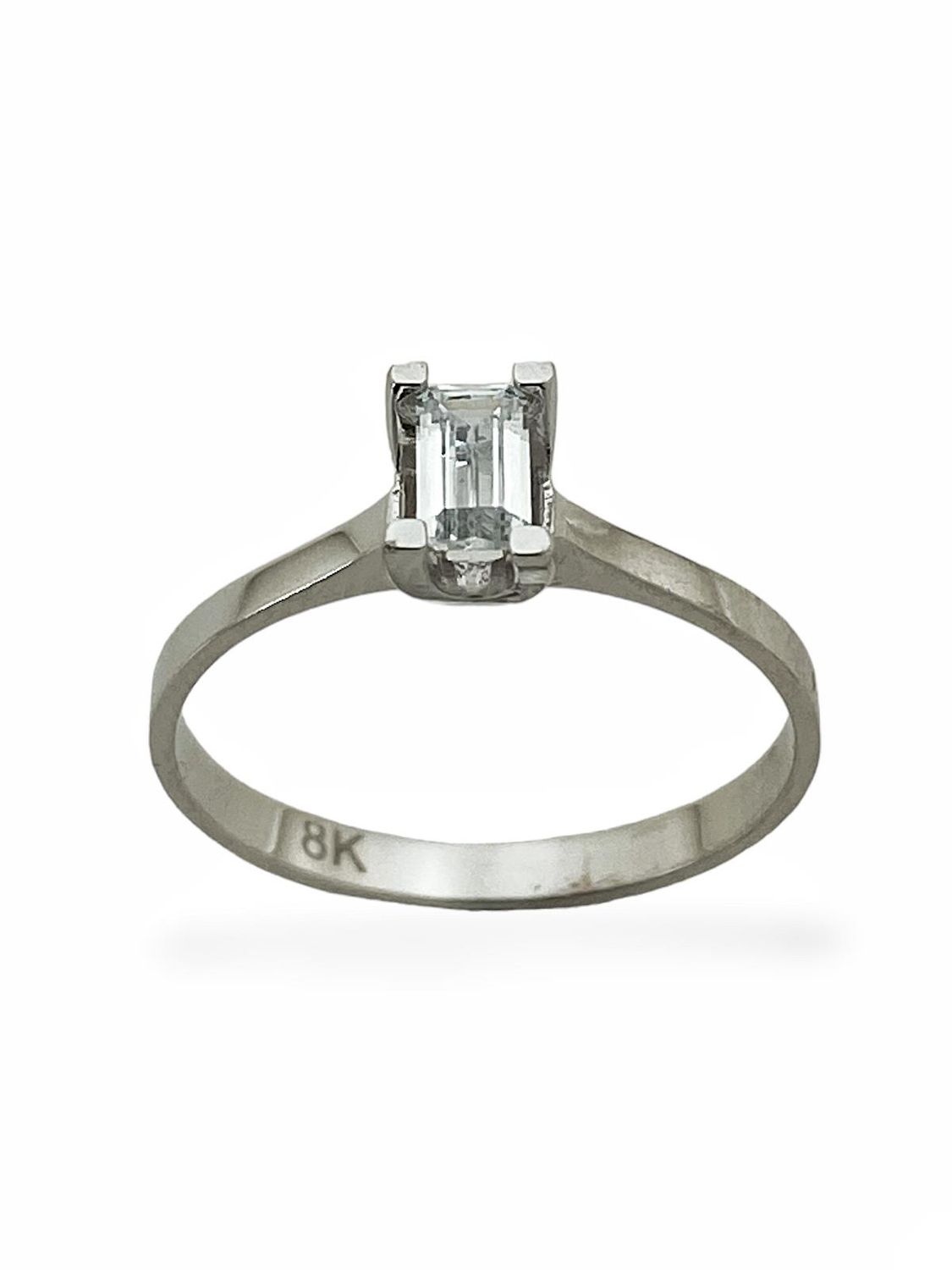 Tiny Baguette Stone Diamond Model White Gold Solitaire Ring