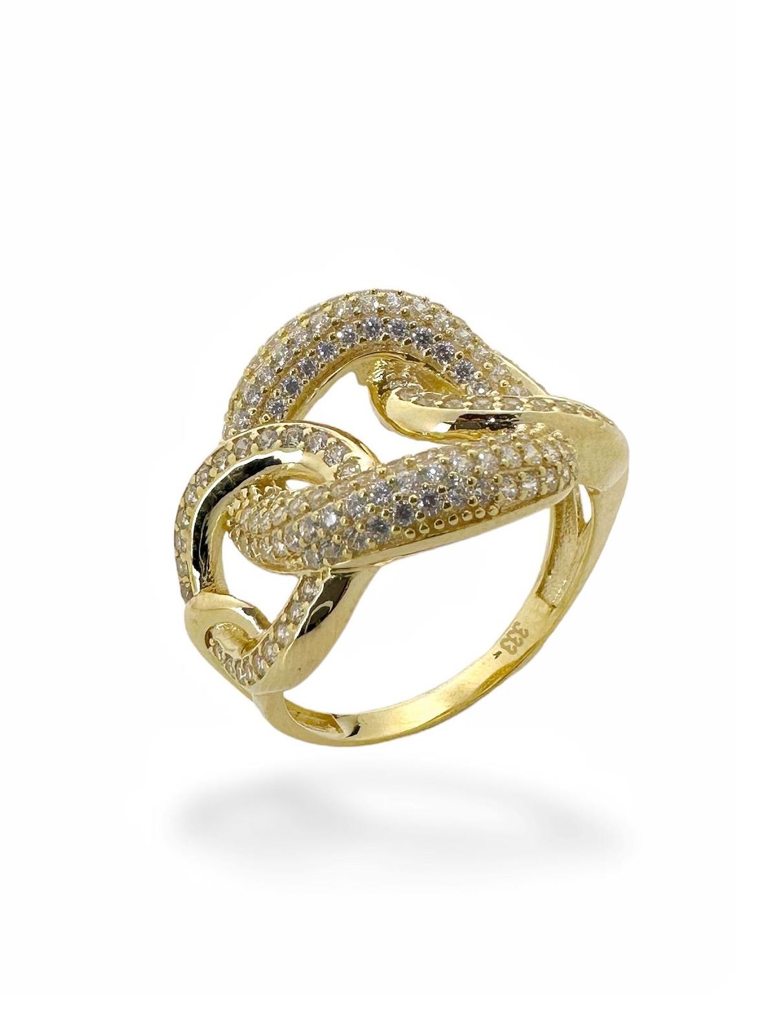 Кольцо из 8-каратного золота с уникальным дизайном, вес 3,70 г, зеленое золото и циркон, для ежедневного ношения