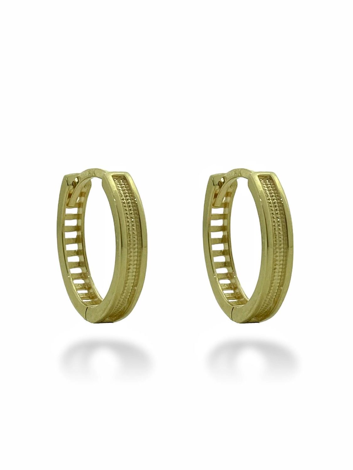 Класичні золоті серйги без каміння з прихованим замком, 8-каратне золото, жовте, вага 1.90 г, сертифіковане, місцеве виробництво