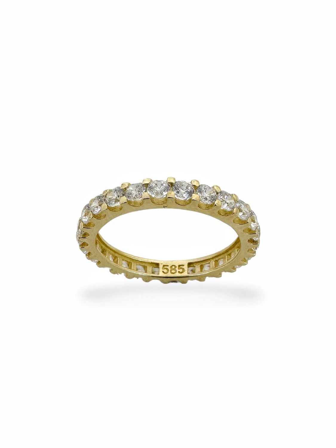 Кольцо с камнем из циркона на один ряд, модель с алмазной оправой, 14-каратное золото, ширина 3 мм, высококачественная работа