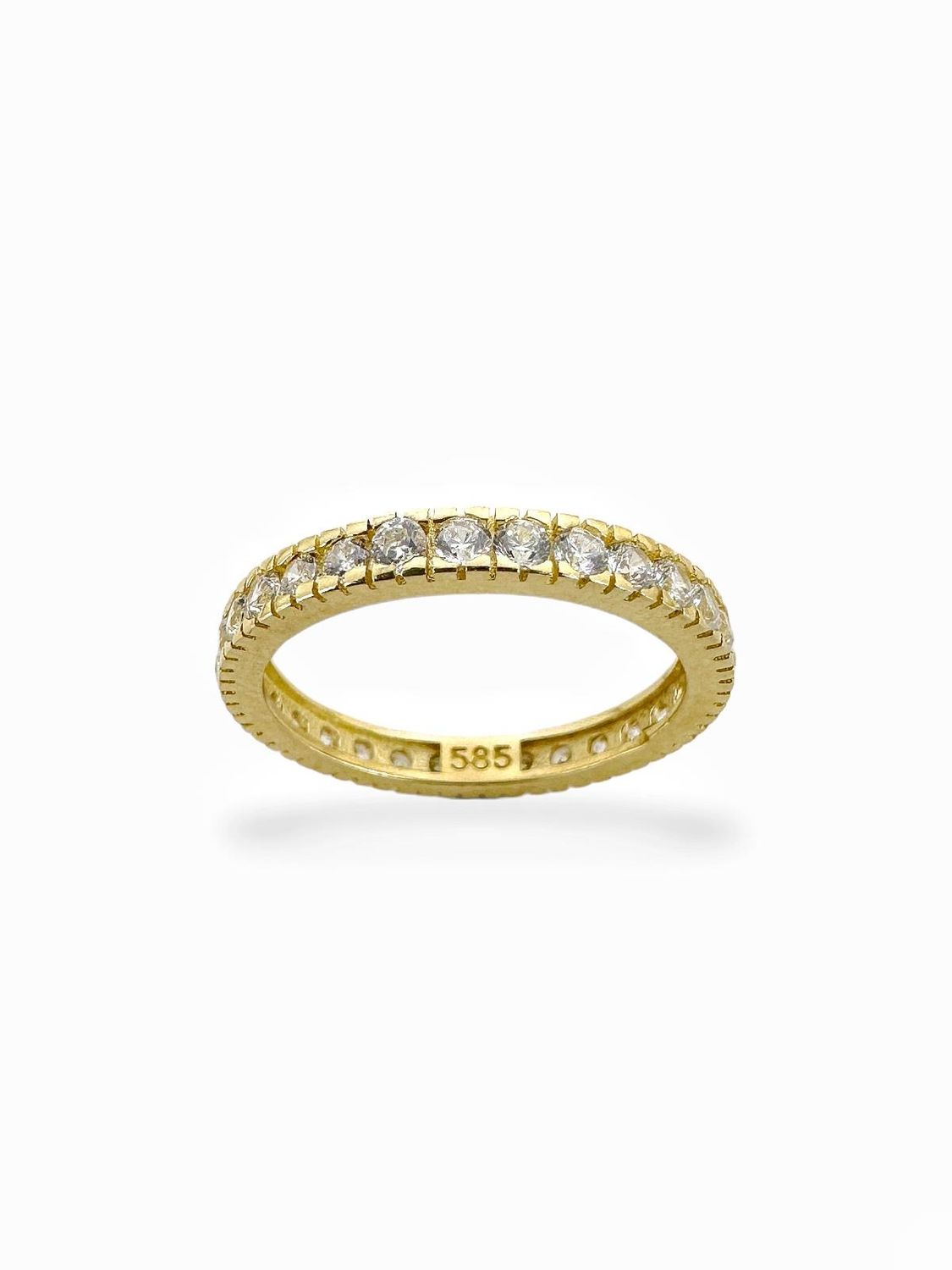 Diamond Mounted Straight Cut Waterline Zircon Tamtur 14K Gold Ring