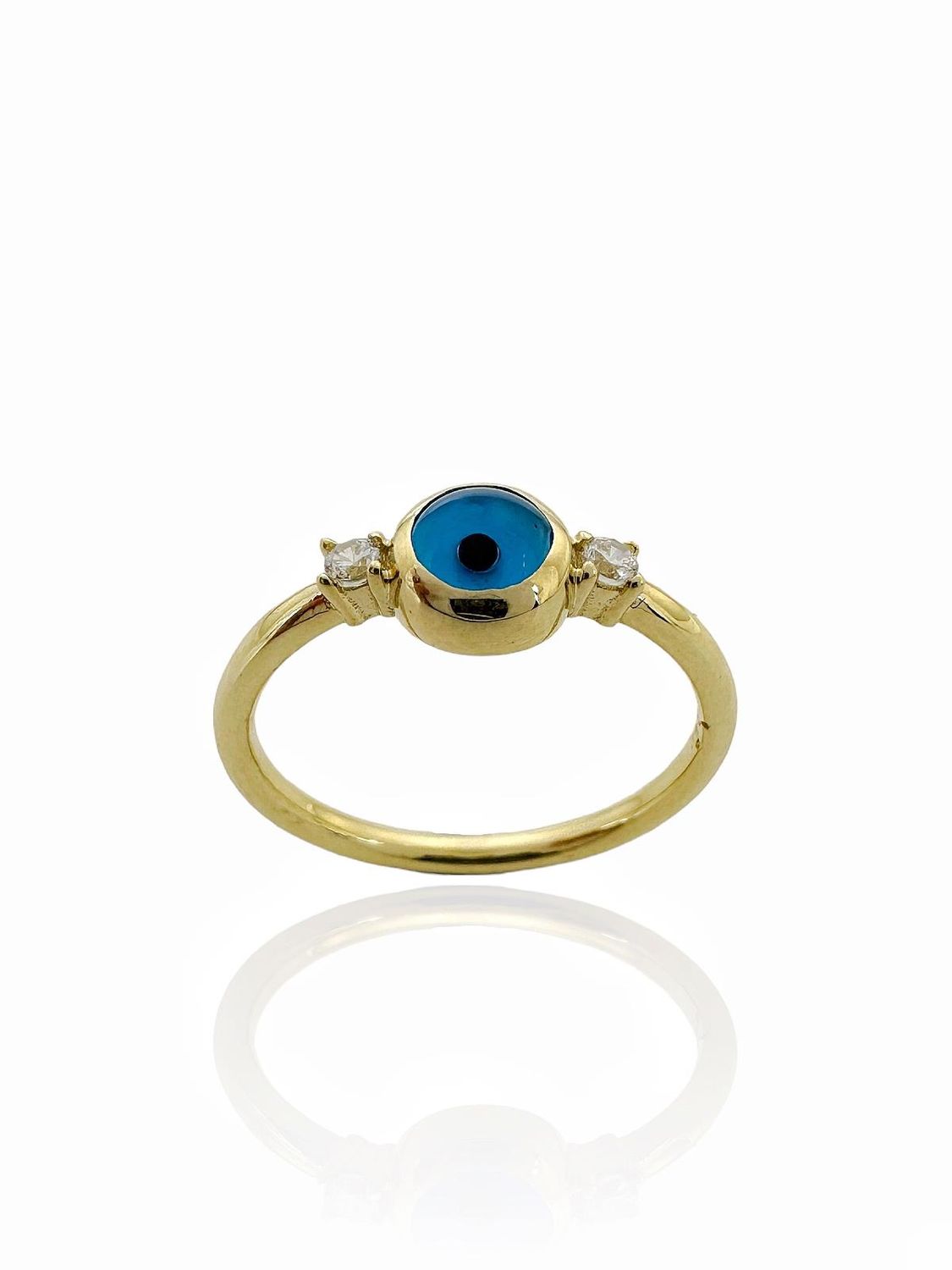 Tiny Evil Eye Beads Top Quality 14k Gold Ring