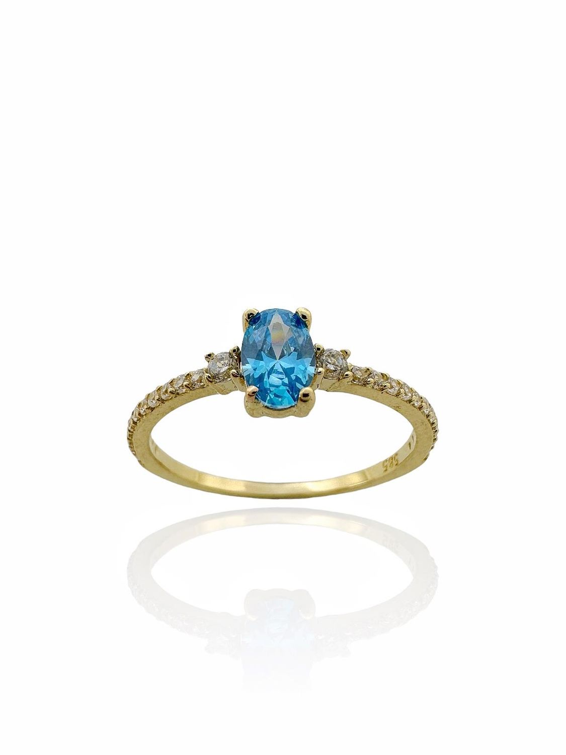 Tiny Blue Topaz Stone Top Quality Trend Style 14K Gold Ring