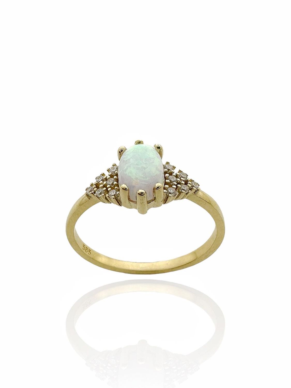 Кільце з 14-каратного золота з білим опалом найвищої якості, стильне та елегантне