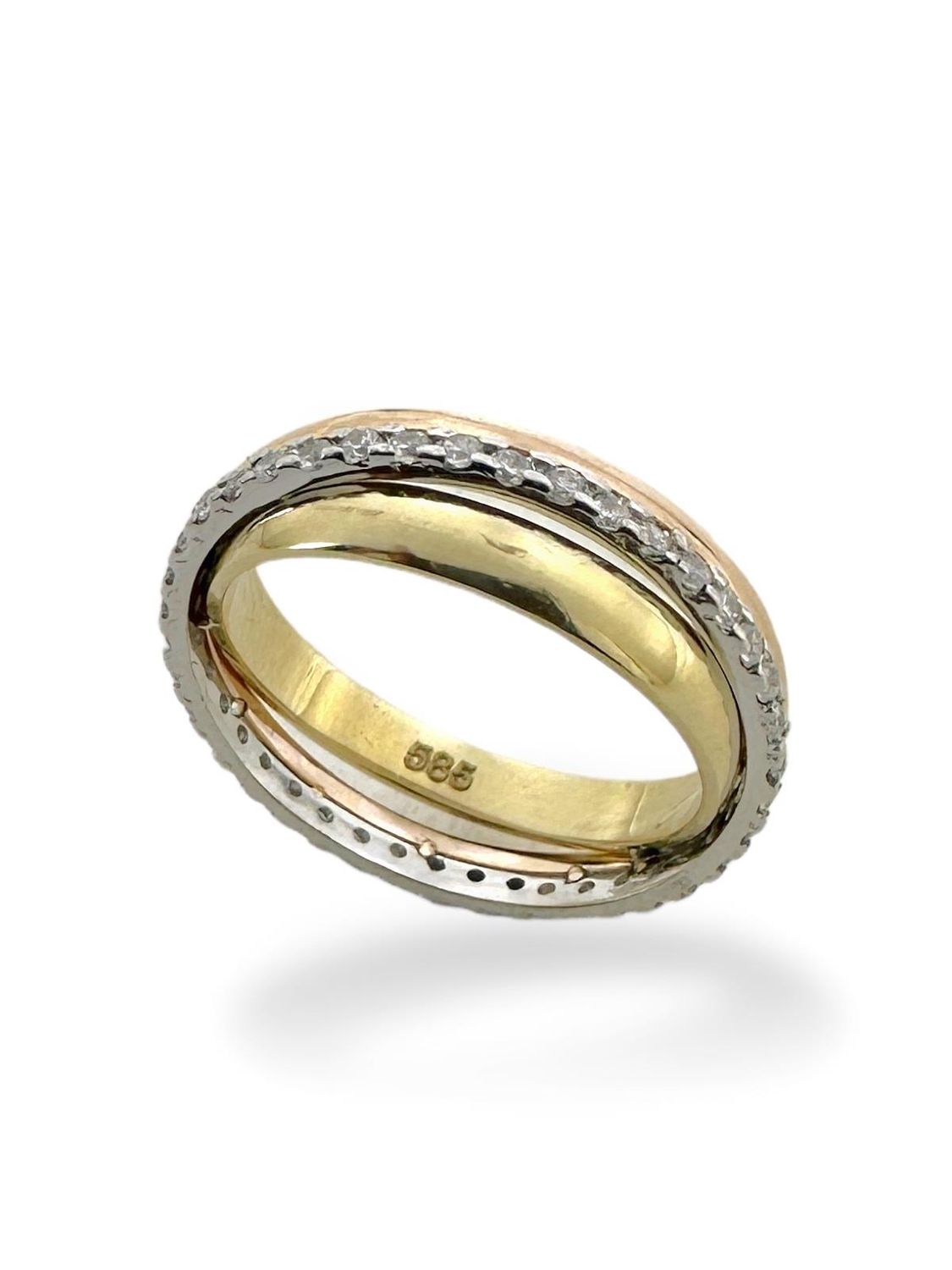 Three Color Puzzle Ring 14 Carat Gold Handmade Wedding Ring