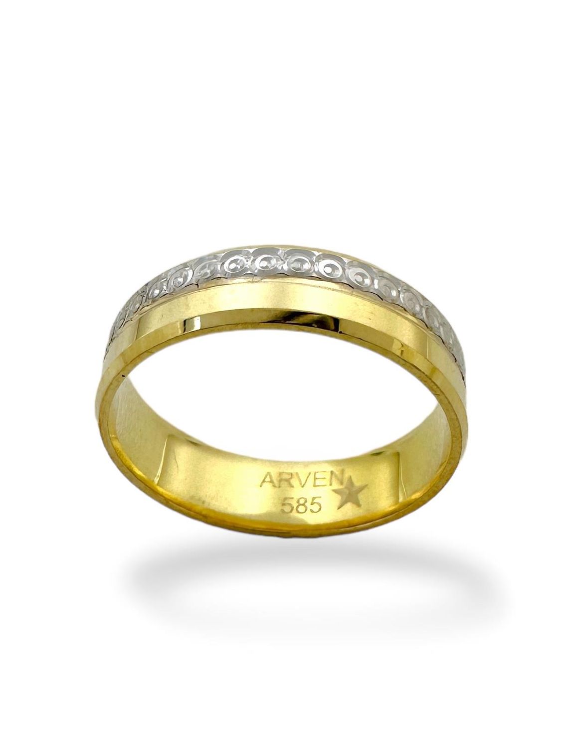 5 мм золотий обручковий перстень 14 карату без вставок, гнучкий, вага 2 г, колір зелений/білий, від MaGold