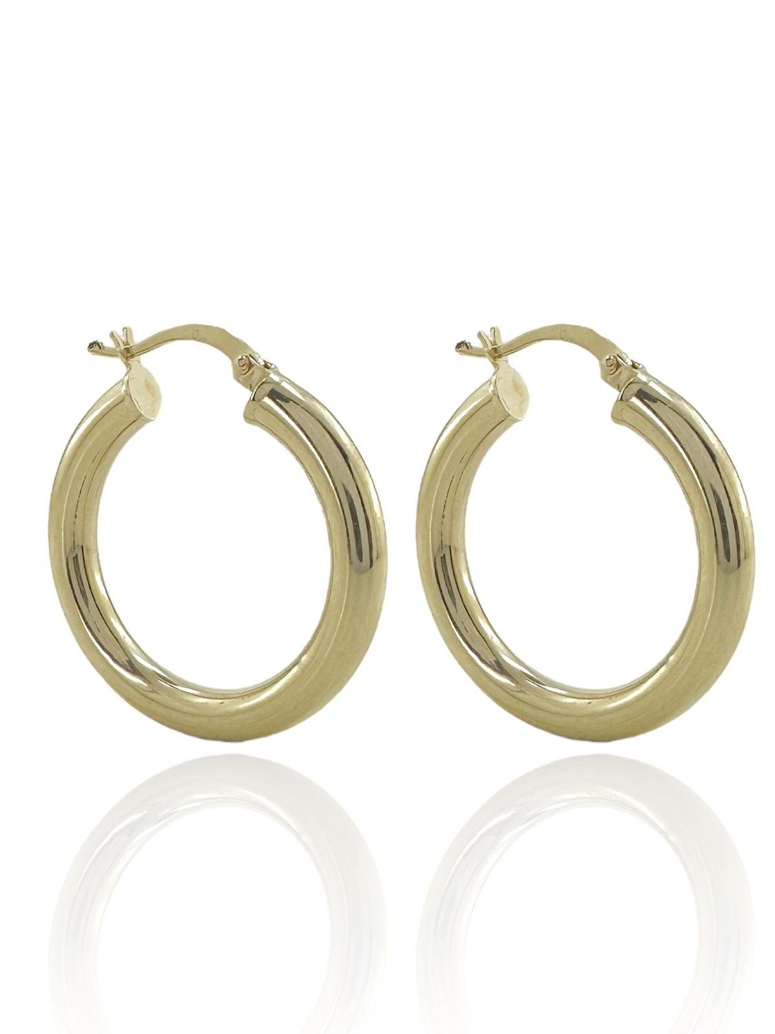 Сережки з 14-каратного золота без каменів, товсті, щоденні, діаметр 28 мм, сертифіковані, зелений золотий колір