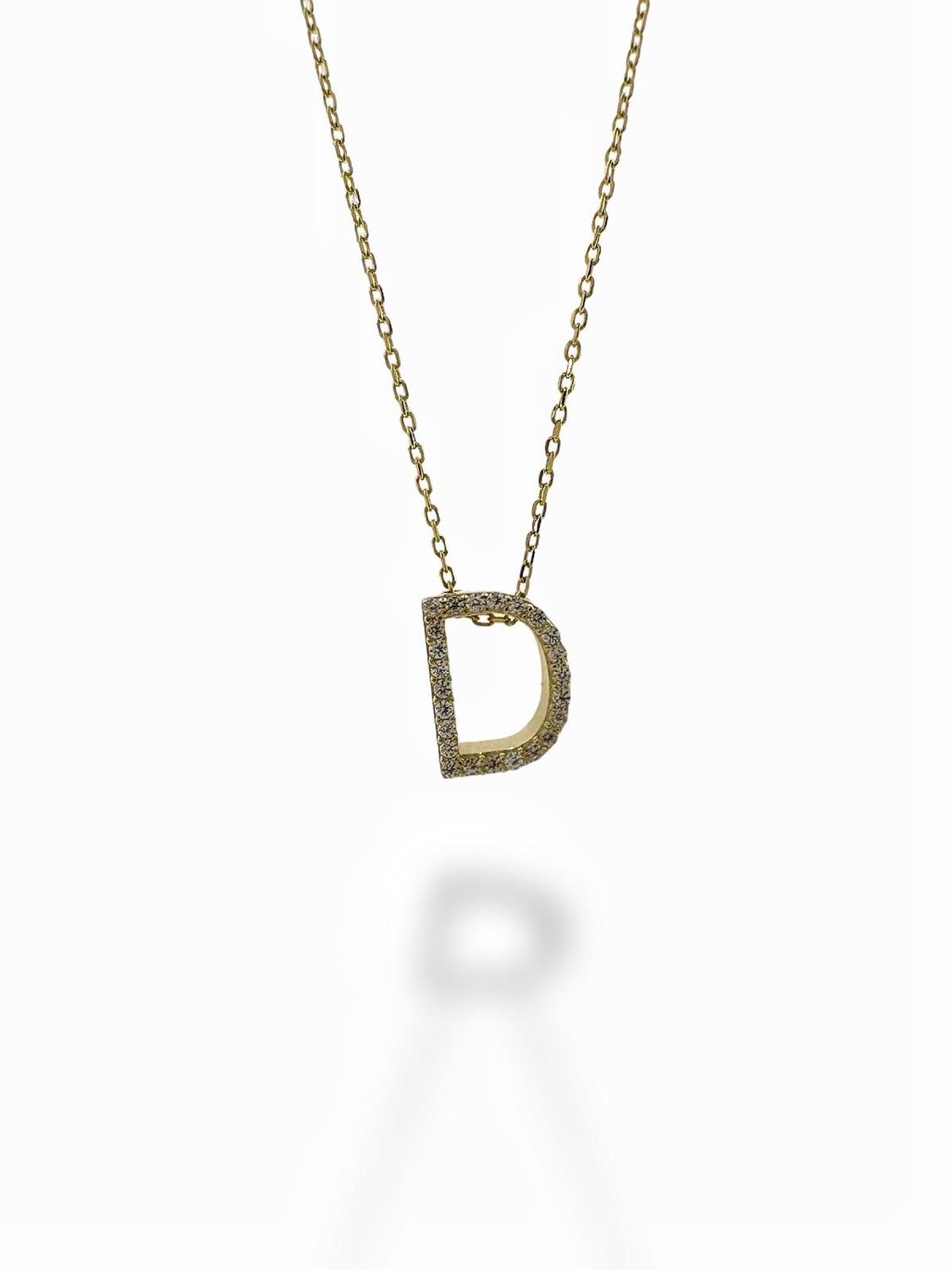Letter D 14 Carat Gold Letter Necklace Diamond Model