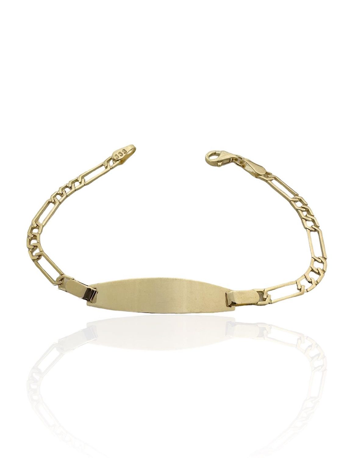 Flat Forced Chain Stoneless Baby Child Imprint Gold Bracelet with Name Written