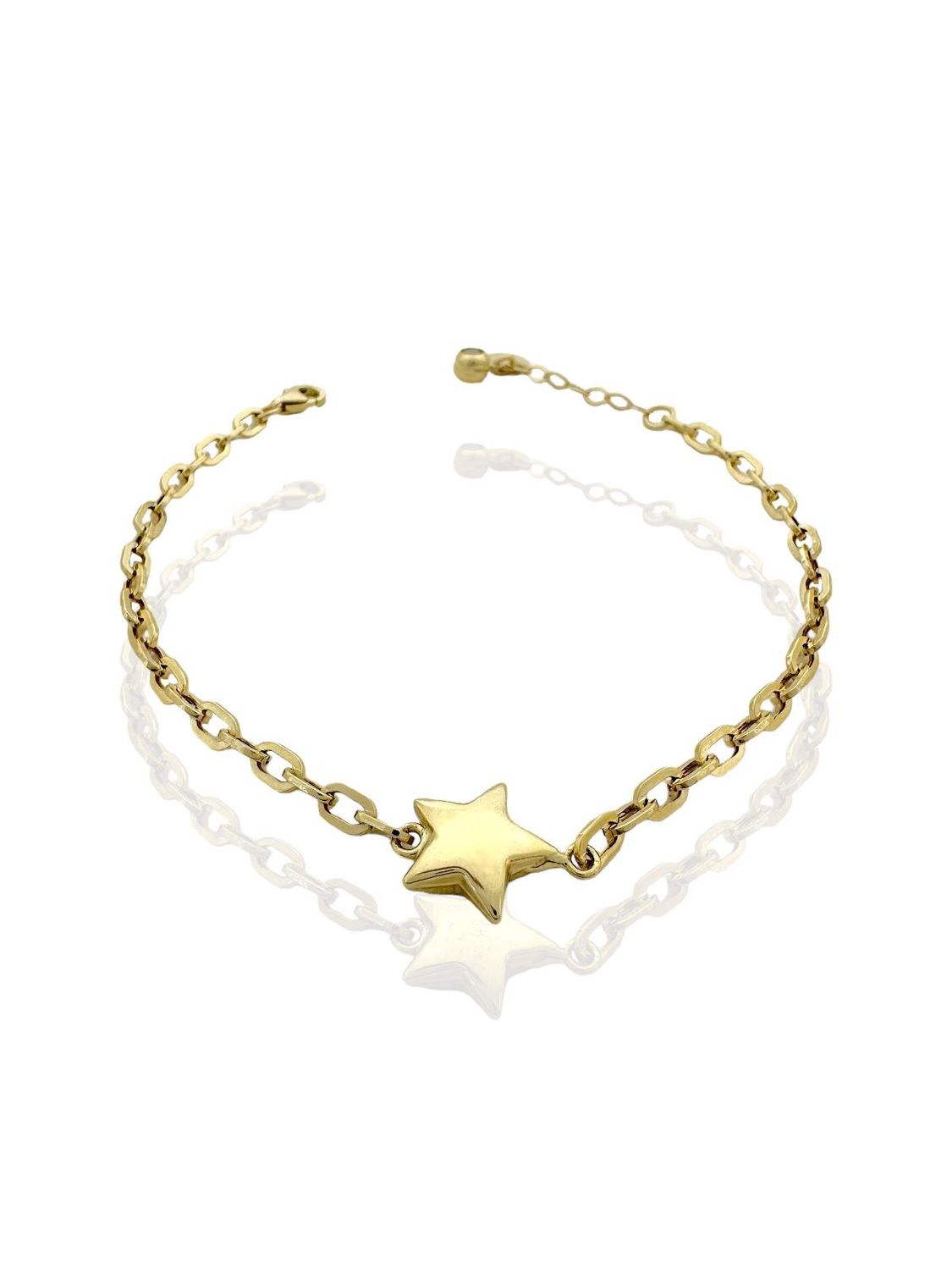 Paperclip Model Chain Star Casual 14 Carat Gold Bracelet