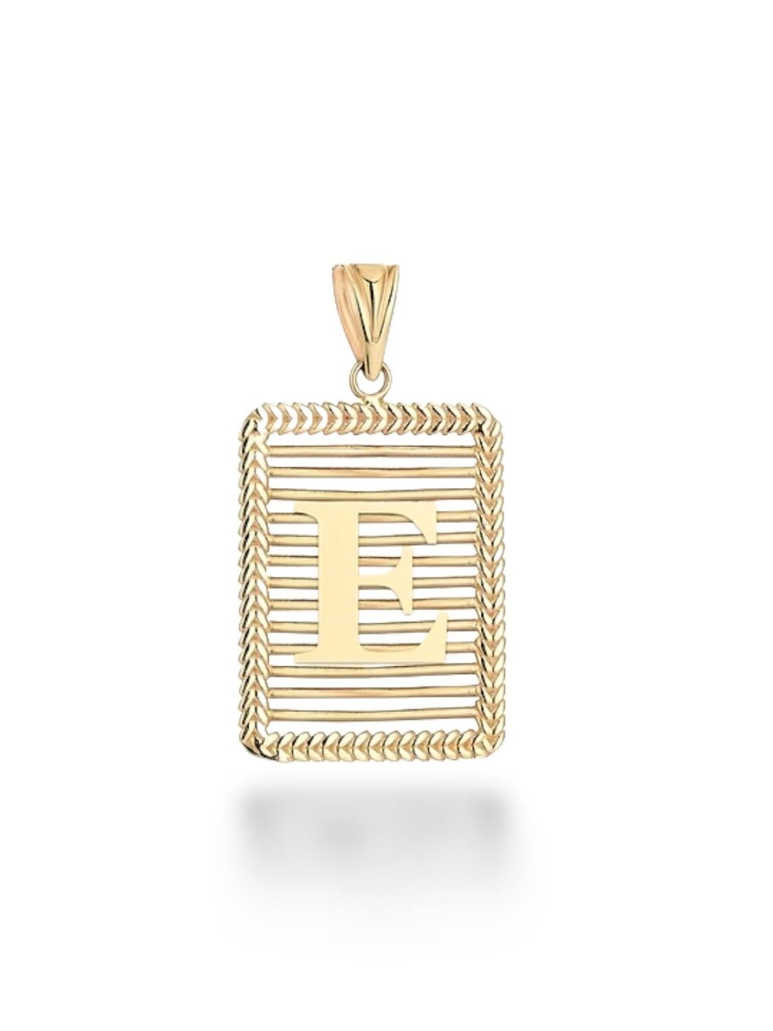 قلادة مخصصة من 14 قيراط من الذهب بدون حجر على شكل حرف E وزن 1 غرام مع شهادة باركود