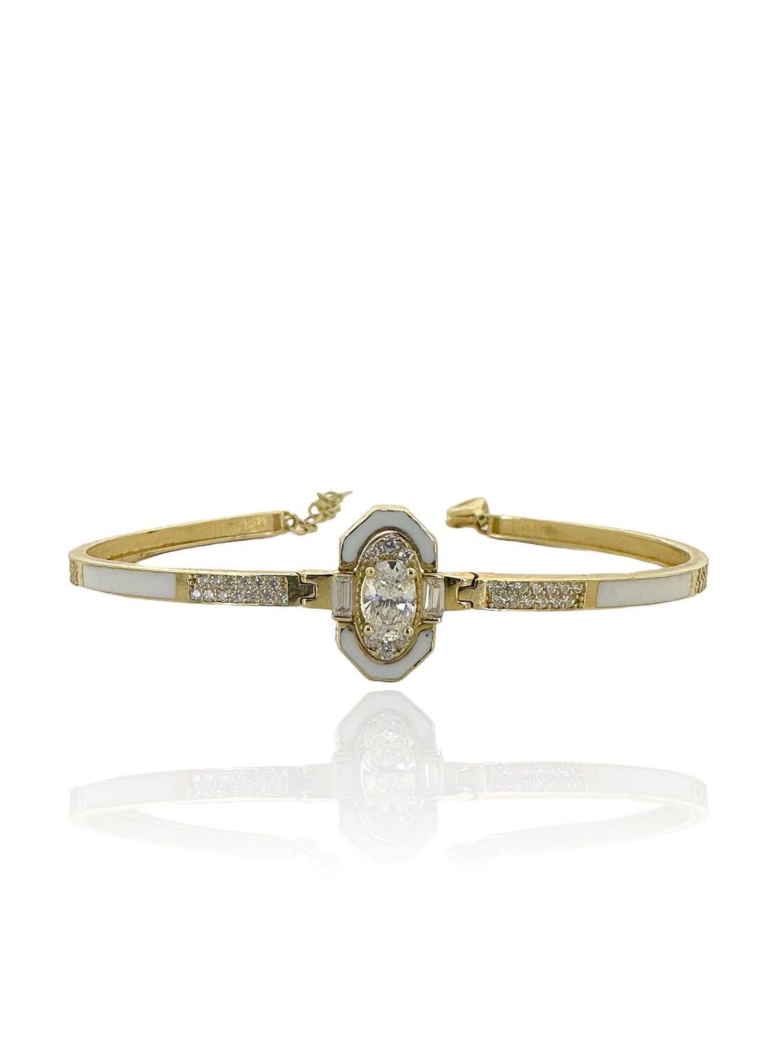 Diamond Model White Enamel Elegant and Gentle Gold Bracelet