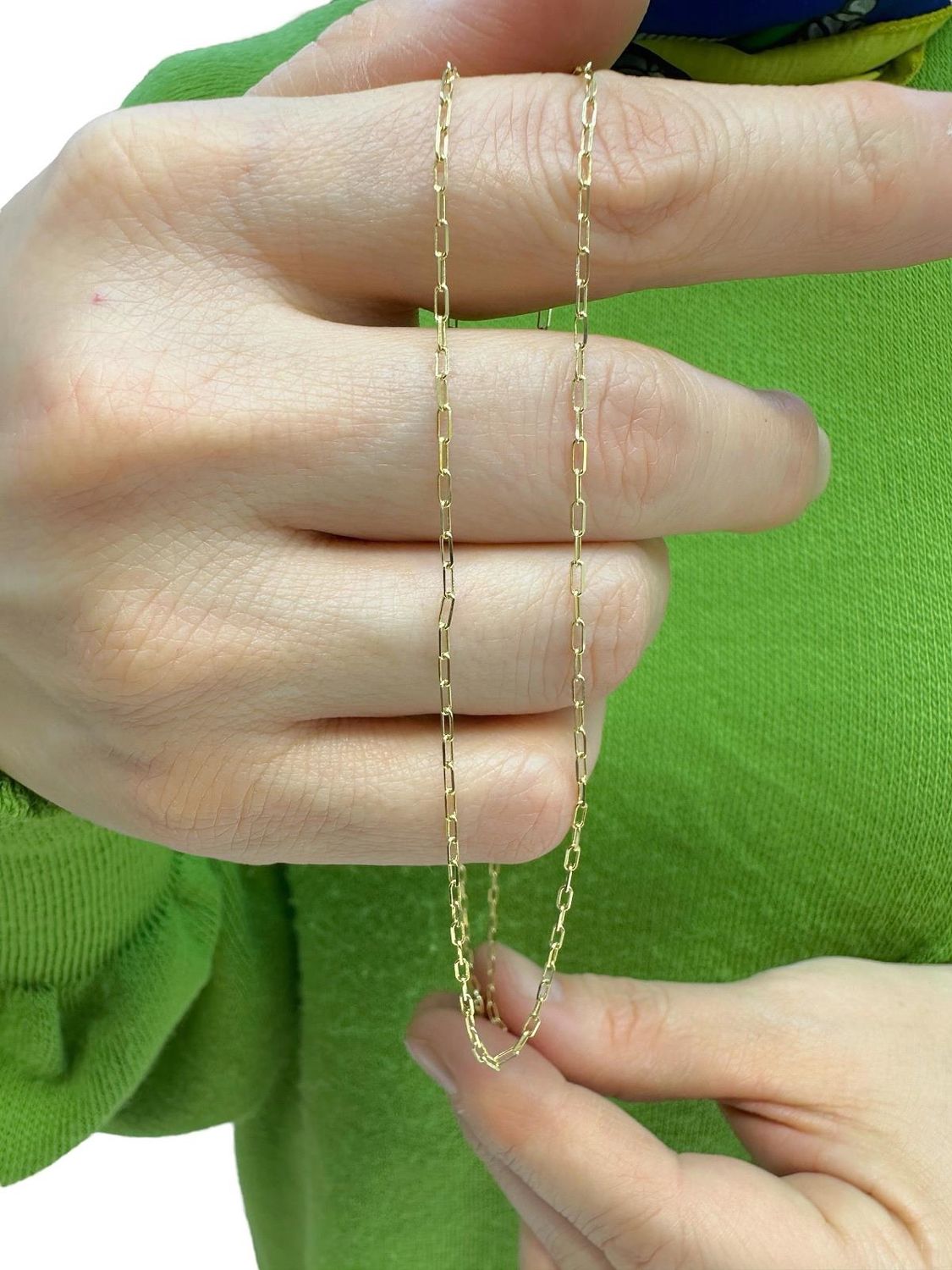 Тонкий золотий ланцюг на шию довжиною 55 см, 14-каратне золото, вага 2.20 г, ширина 1.5 мм, бренд MaGold