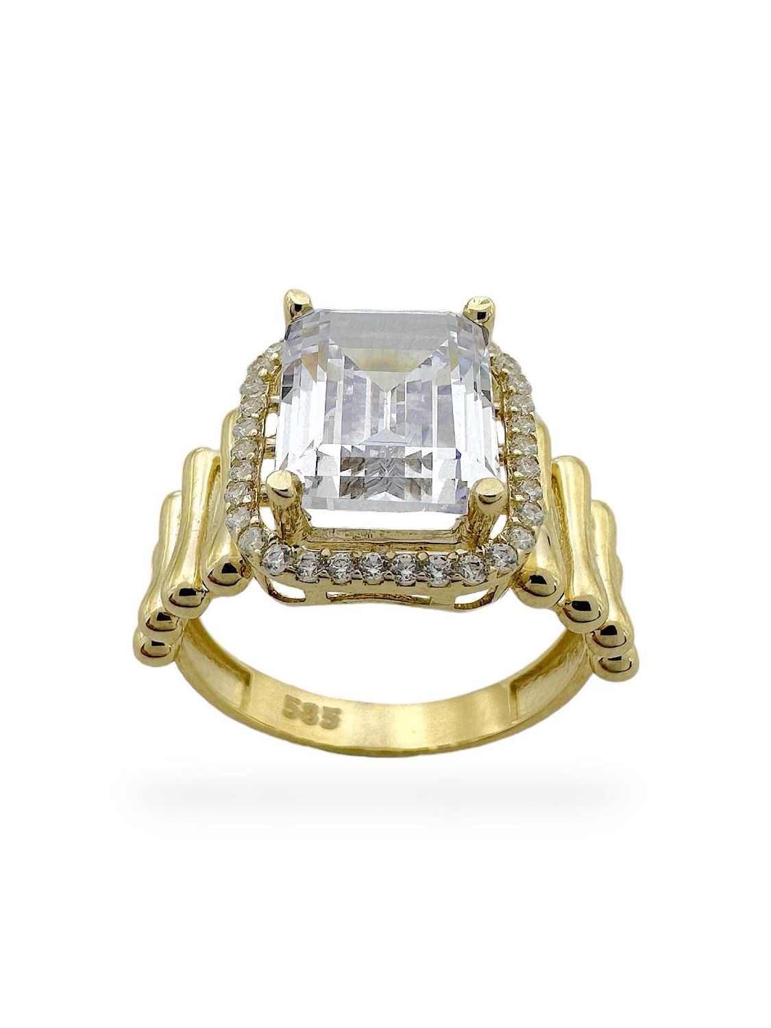 Baguette Zircon Single Stone Top Quality Gold Ring
