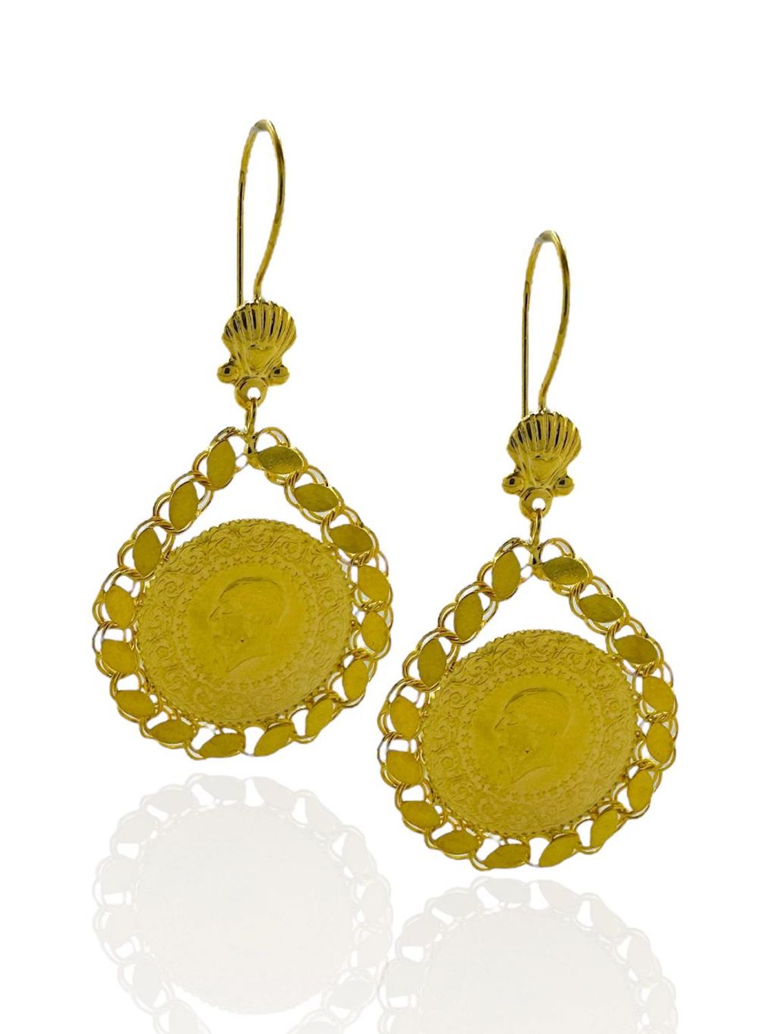 Серьги из 14-каратного и 22-каратного золота, с нарядными звеньями и сертификатом качества