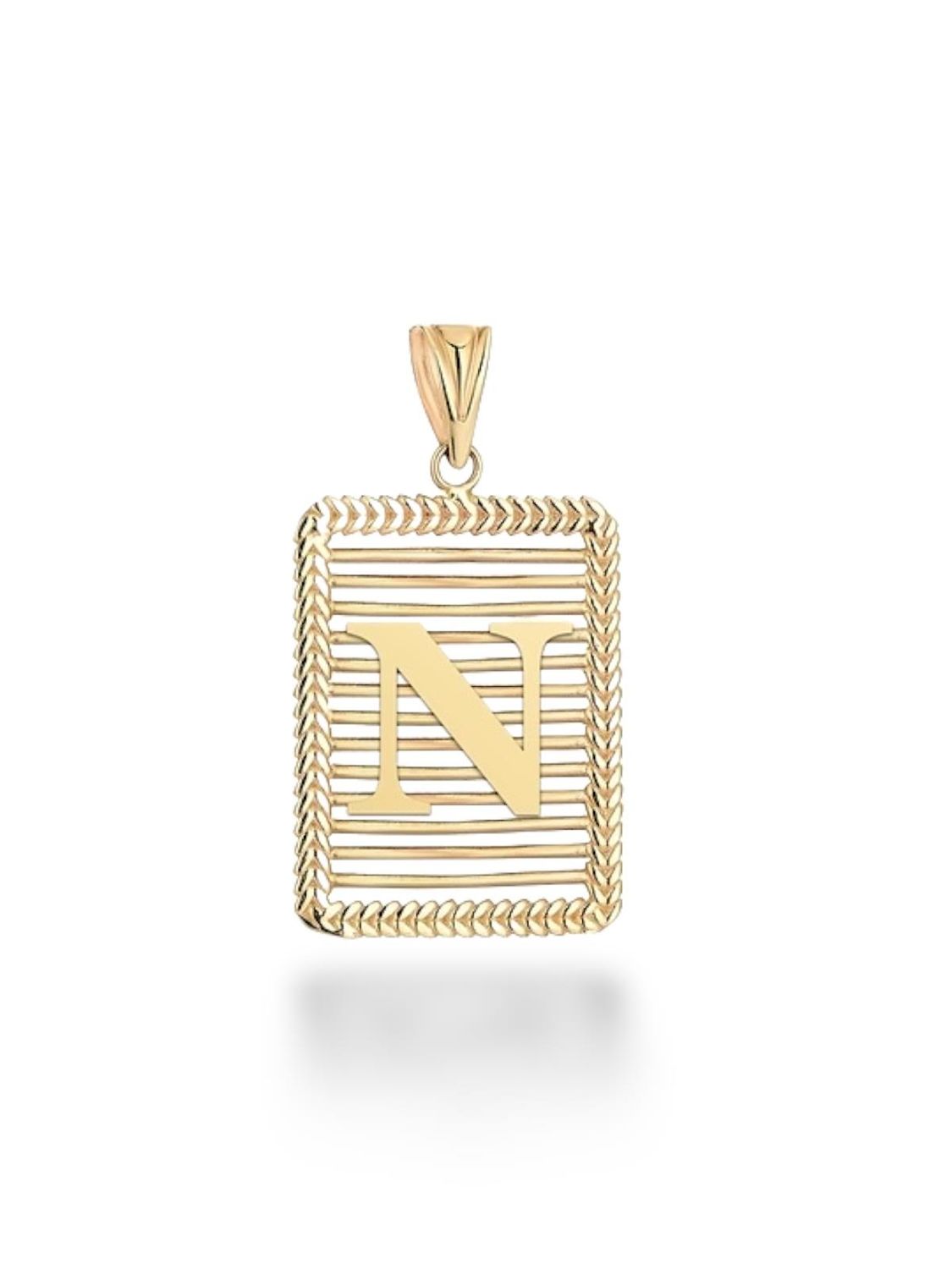 Куполка на літеру N з безкоштовною основою, 14-каратне золото, вага 1 г, розмір 22x18 мм, сертифікована, місцеве виробництво