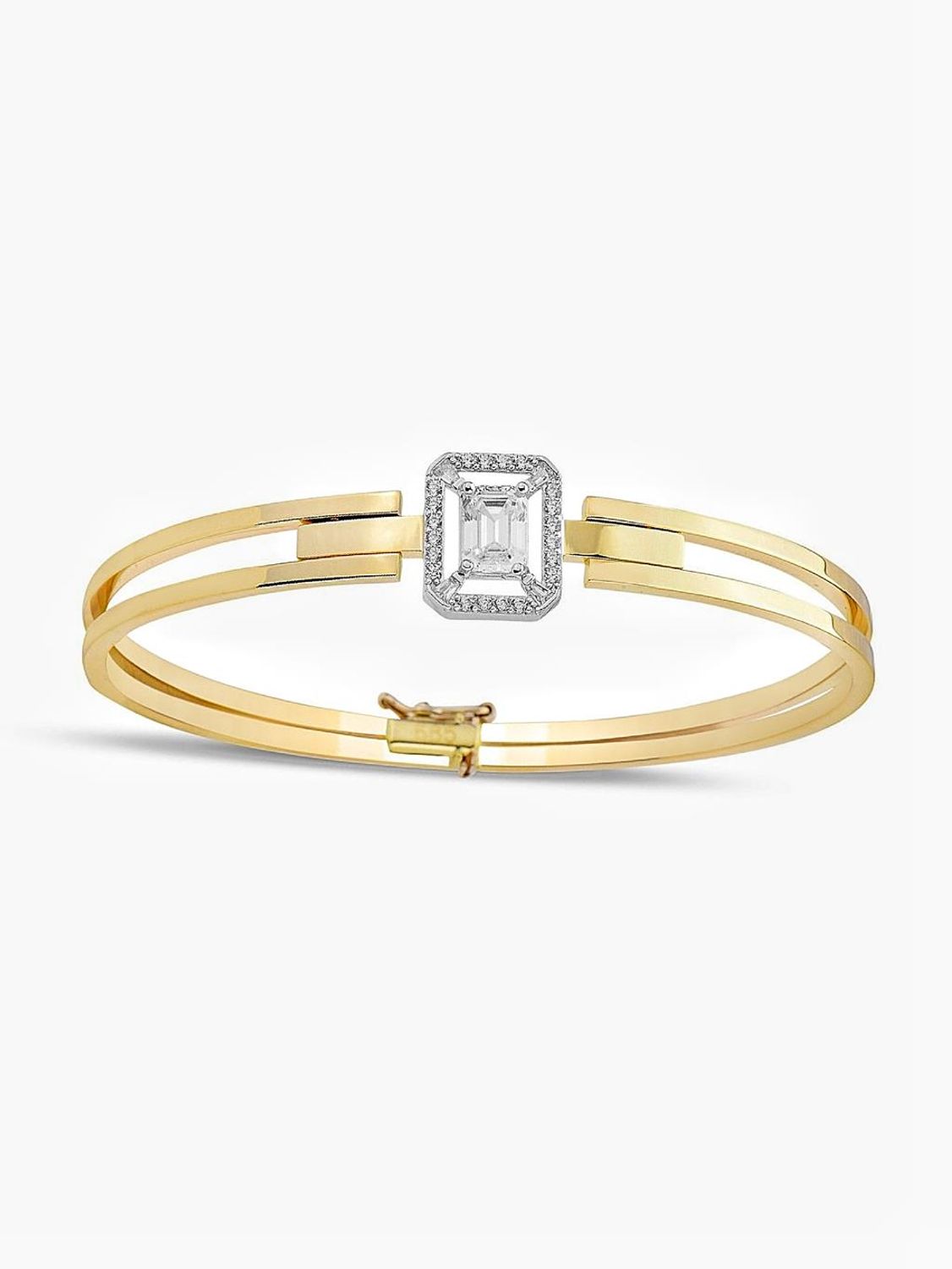 Pırlanta Modeli Tek Baget Kelepçe Altın Bilezik Bileklik