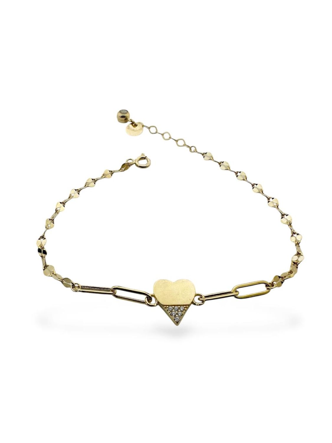 İtalyan Işıltı Zincir Sade Kalp Ataç Çok Şık Altın Bileklik